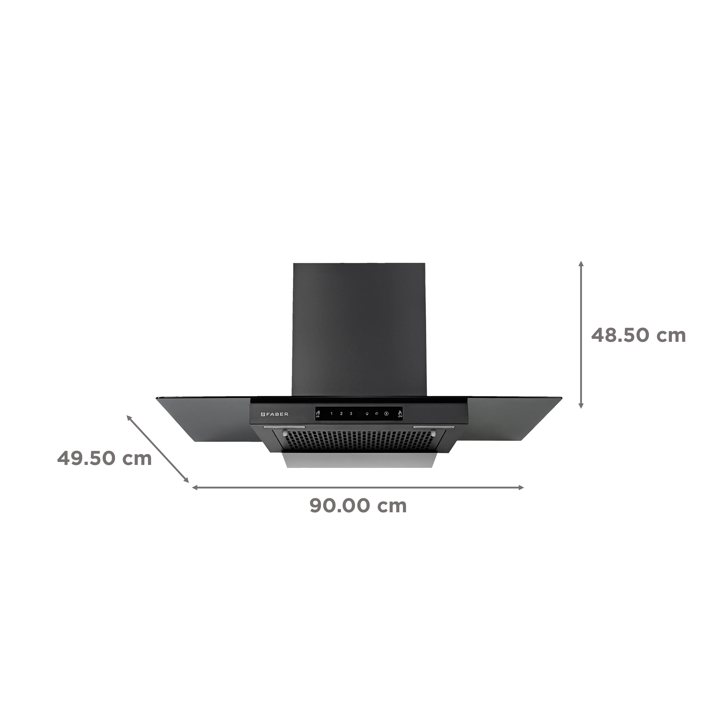 FABER Mercury Pro HC SC FL BK 90cm 1200m3/hr Ducted Auto Clean Wall Mounted Chimney with Touch Control Panel (Black)_2