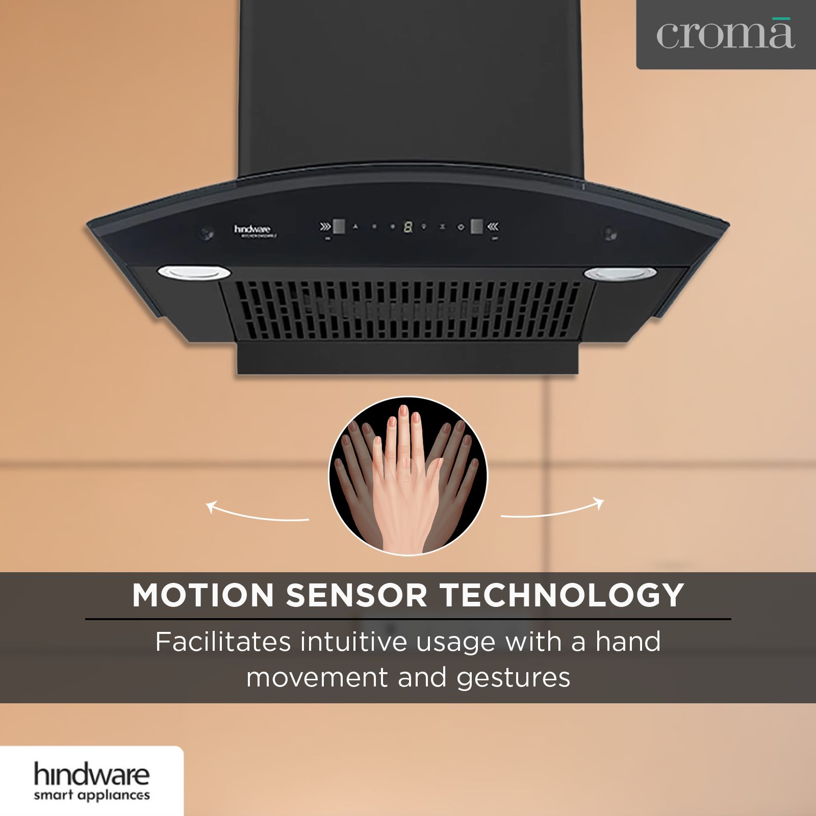 hindware Chromia 60cm 1200m3/hr Ducted Auto Clean Wall Mounted Chimney with Touch Control (Black) hindware Chromia 60cm 1200m3/hr Ducted Auto Clean Wall Mounted Chimney with Touch Control (Black)_12
