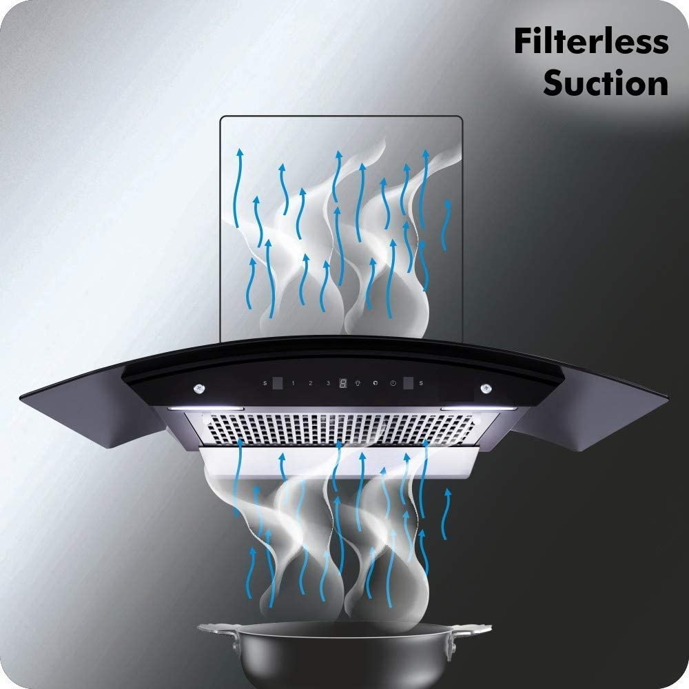hindware Chromia 60cm 1200m3/hr Ducted Auto Clean Wall Mounted Chimney with Touch Control (Black) hindware Chromia 60cm 1200m3/hr Ducted Auto Clean Wall Mounted Chimney with Touch Control (Black)_5