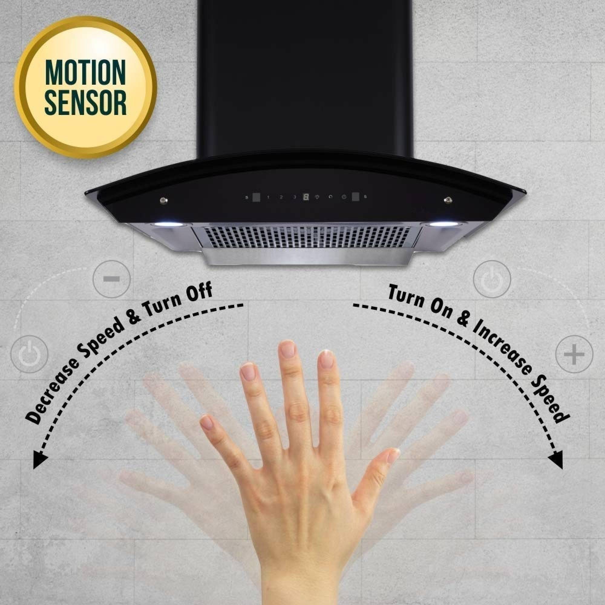hindware Chromia 90cm 1200m3/hr Ducted Auto Clean Wall Mounted Chimney with Touch Control (Black) hindware Chromia 90cm 1200m3/hr Ducted Auto Clean Wall Mounted Chimney with Touch Control (Black)_6
