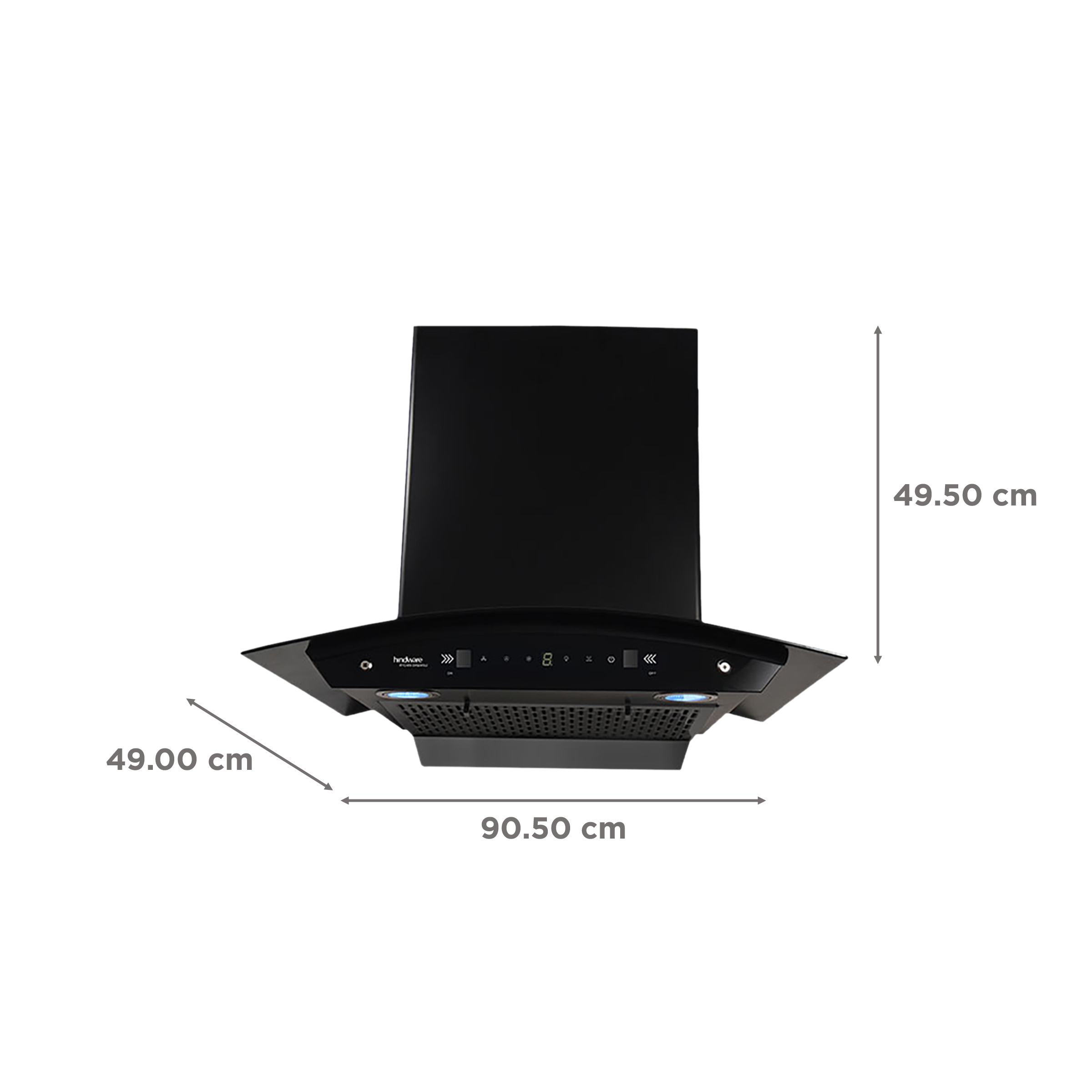 hindware Chromia 90cm 1200m3/hr Ducted Auto Clean Wall Mounted Chimney with Touch Control (Black) hindware Chromia 90cm 1200m3/hr Ducted Auto Clean Wall Mounted Chimney with Touch Control (Black)_2