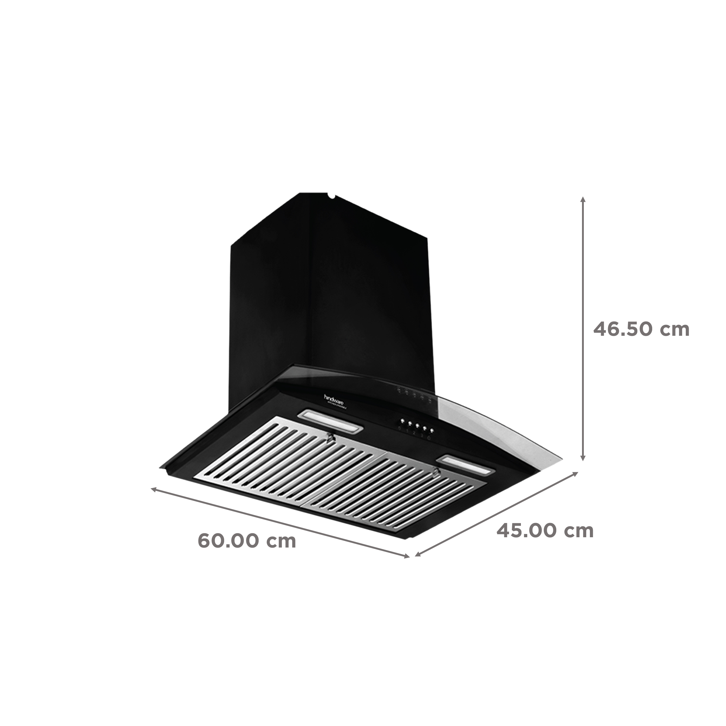 hindware Fabio 60cm 1100m3/hr Ducted Wall Mounted Chimney with Push Button Control (Black)_2