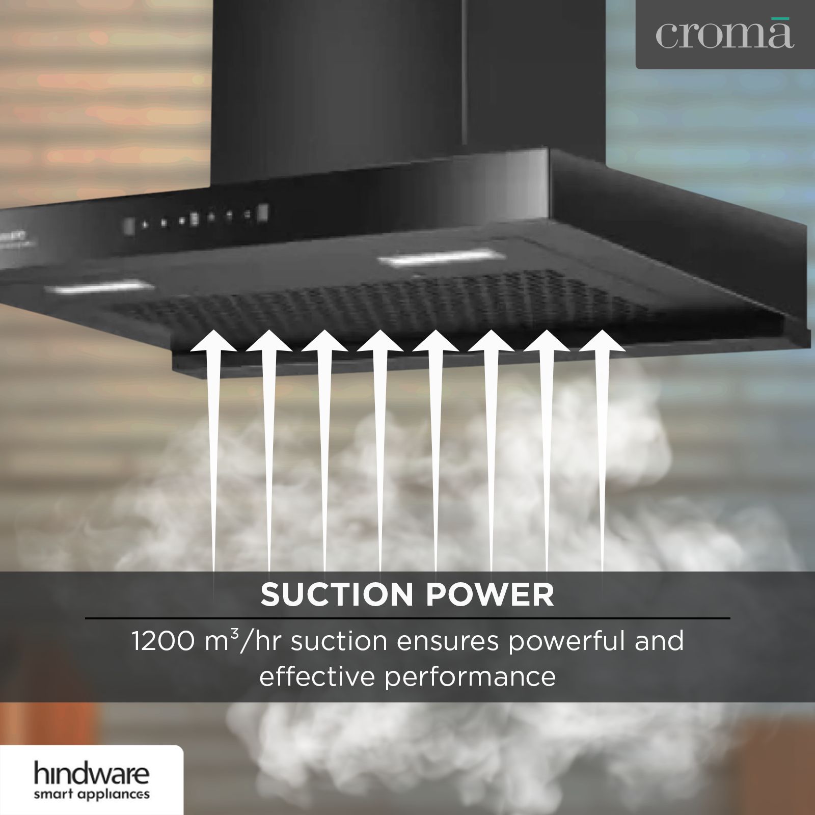 hindware Darcia 75cm 1200m3/hr Ducted Auto Clean Wall Mounted Chimney with Motion Sensor (Black) hindware Darcia 75cm 1200m3/hr Ducted Auto Clean Wall Mounted Chimney with Motion Sensor (Black)_12