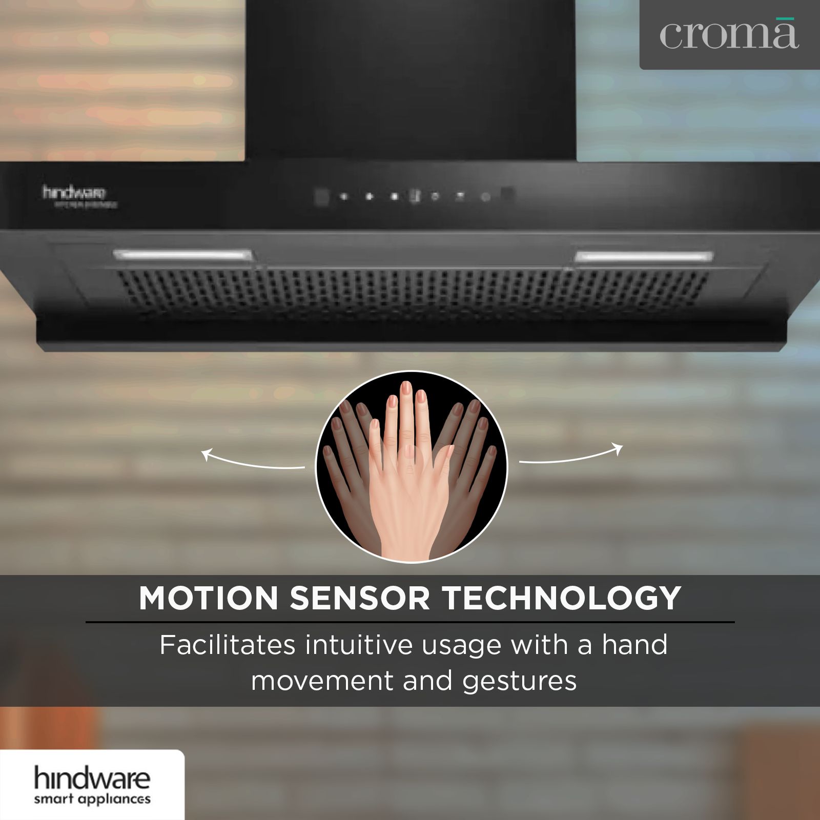 hindware Darcia 75cm 1200m3/hr Ducted Auto Clean Wall Mounted Chimney with Motion Sensor (Black) hindware Darcia 75cm 1200m3/hr Ducted Auto Clean Wall Mounted Chimney with Motion Sensor (Black)_15
