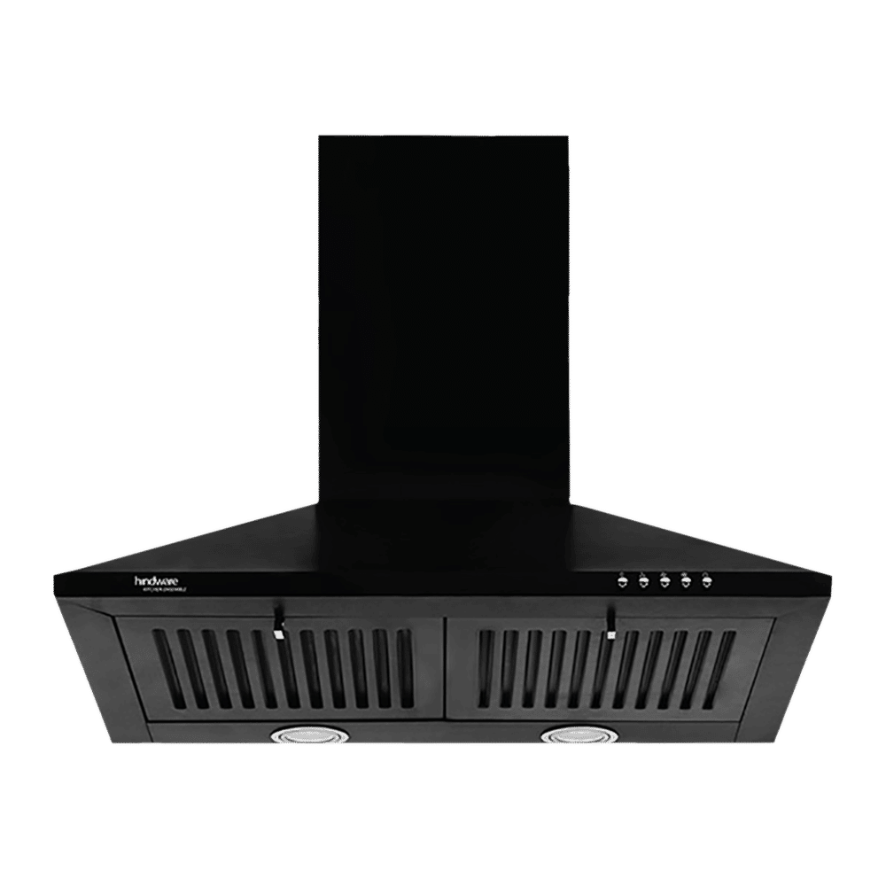 hindware Myra 60cm 1000m3/hr Ducted Auto Clean Wall Mounted Chimney with Push Button Control (Black) hindware Myra 60cm 1000m3/hr Ducted Auto Clean Wall Mounted Chimney with Push Button Control (Black)_1