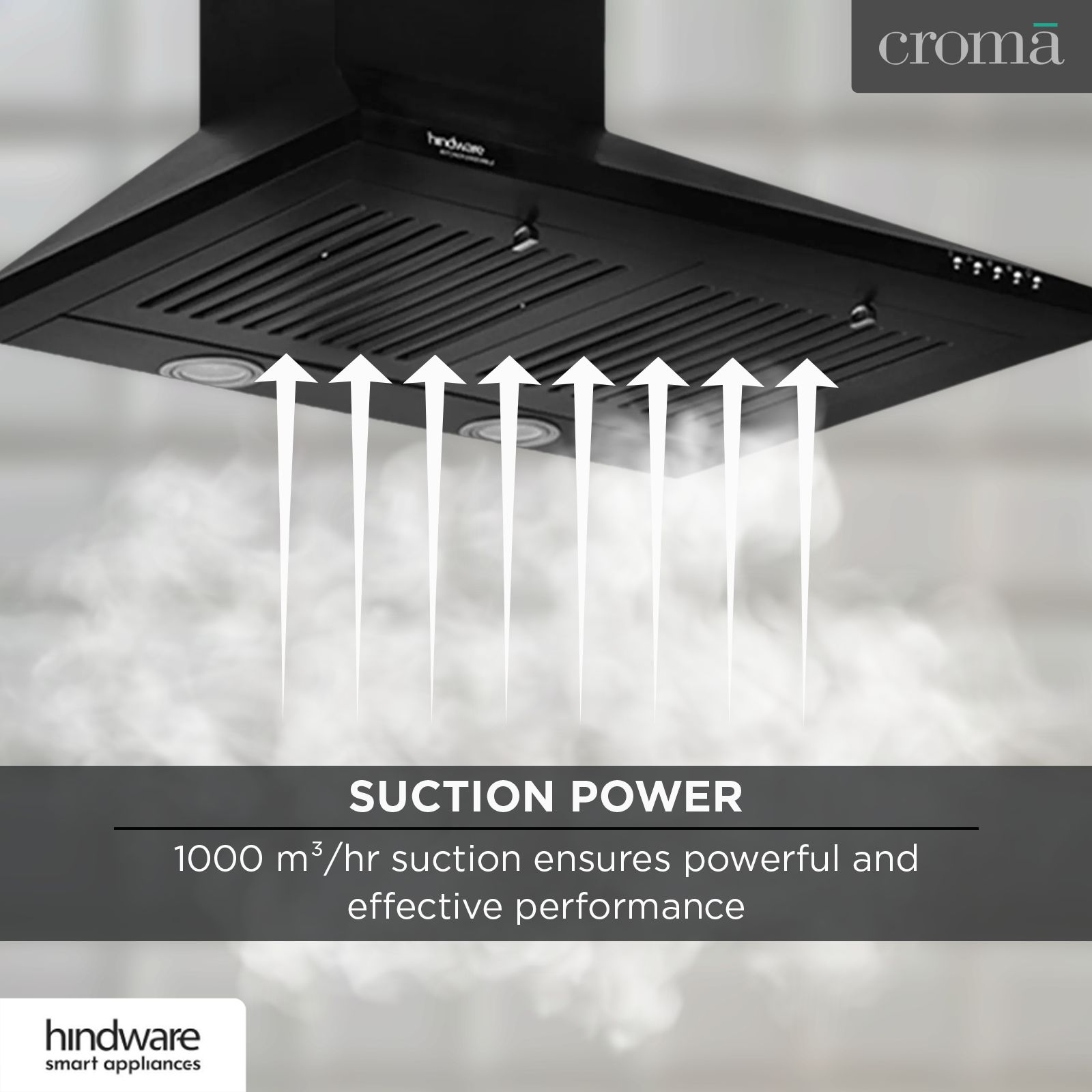 hindware Myra 60cm 1000m3/hr Ducted Auto Clean Wall Mounted Chimney with Push Button Control (Black) hindware Myra 60cm 1000m3/hr Ducted Auto Clean Wall Mounted Chimney with Push Button Control (Black)_11