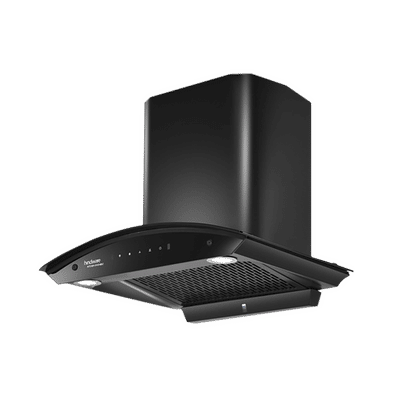 hindware Celesia 60cm 1500m3/hr Ducted Auto Clean Wall Mounted Chimney with Touch Control (Black)