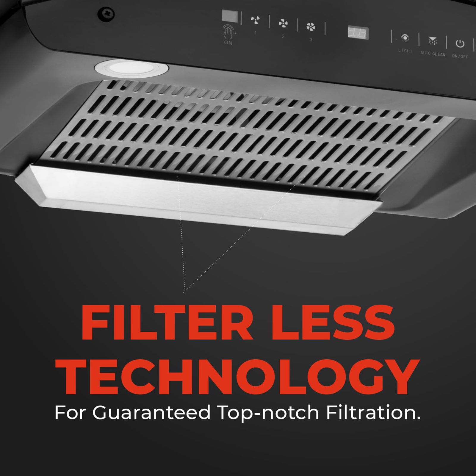 BLOWHOT Evana L BAC MS 90cm 1200m3/hr Ducted Auto Clean Wall Mounted Chimney with Motion Sensor (Matt Black)_12