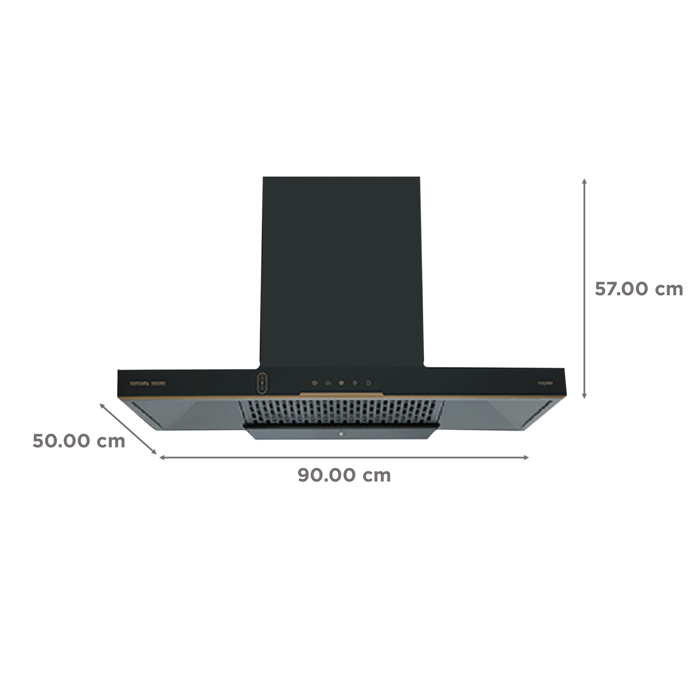 Kutchina DEZIRE 90 90cm 1200m3/hr Ducted Auto Clean Wall Mounted Chimney with Wave Sensor (Black)_2