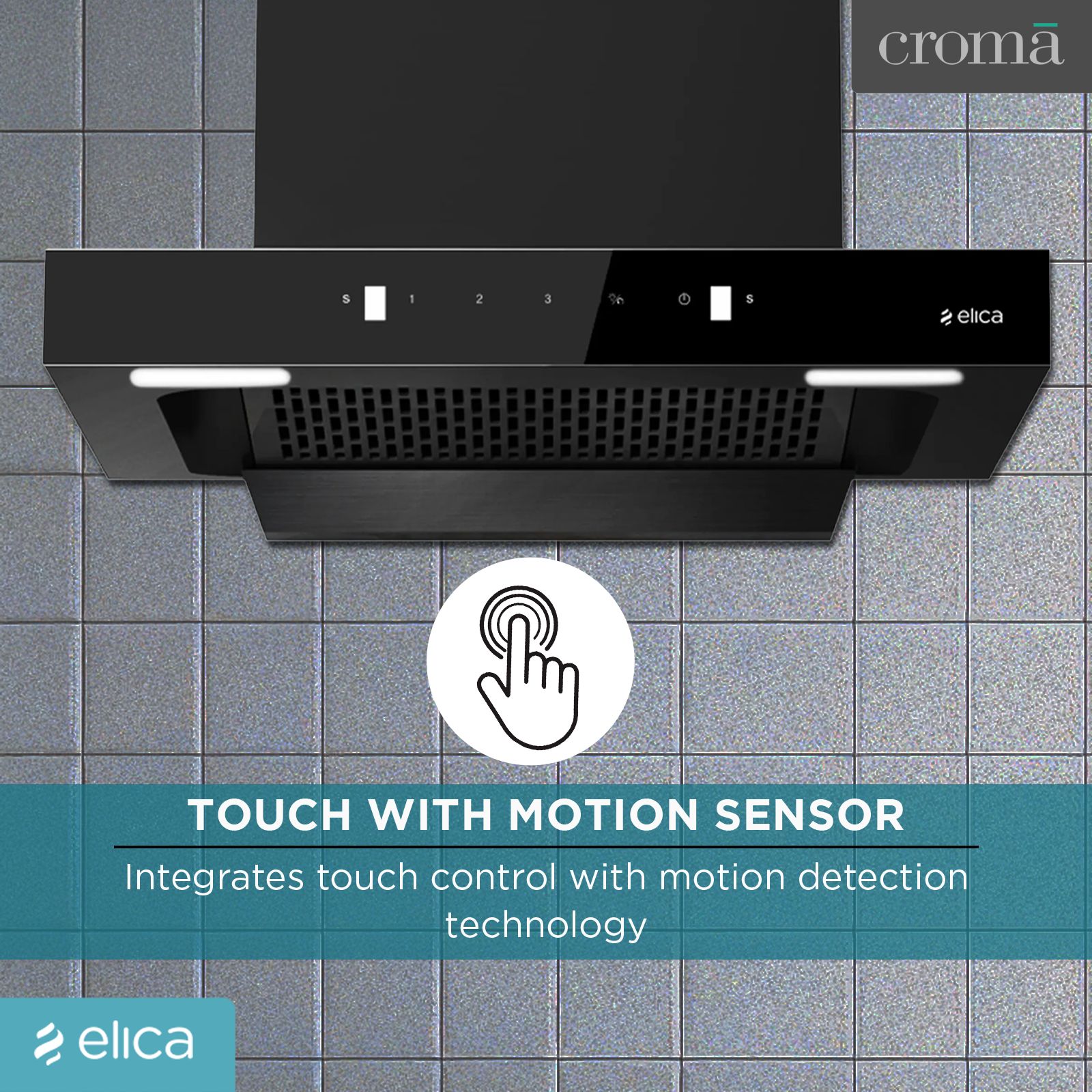 elica Kitchenhood 60cm 1310m3/hr Ducted Auto Clean Wall Mounted Chimney with Motion Sensor Control (Nero) elica Kitchenhood 60cm 1310m3/hr Ducted Auto Clean Wall Mounted Chimney with Motion Sensor Control (Nero)_6