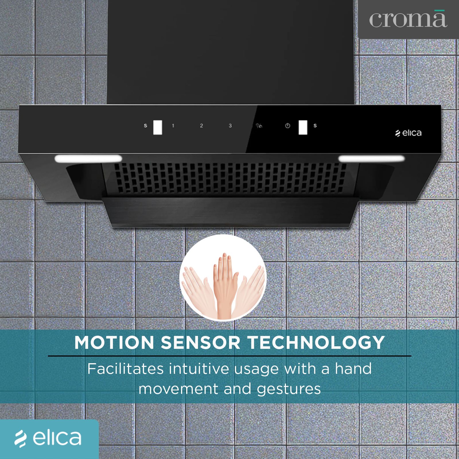 elica Kitchenhood 60cm 1310m3/hr Ducted Auto Clean Wall Mounted Chimney with Motion Sensor Control (Nero) elica Kitchenhood 60cm 1310m3/hr Ducted Auto Clean Wall Mounted Chimney with Motion Sensor Control (Nero)_7