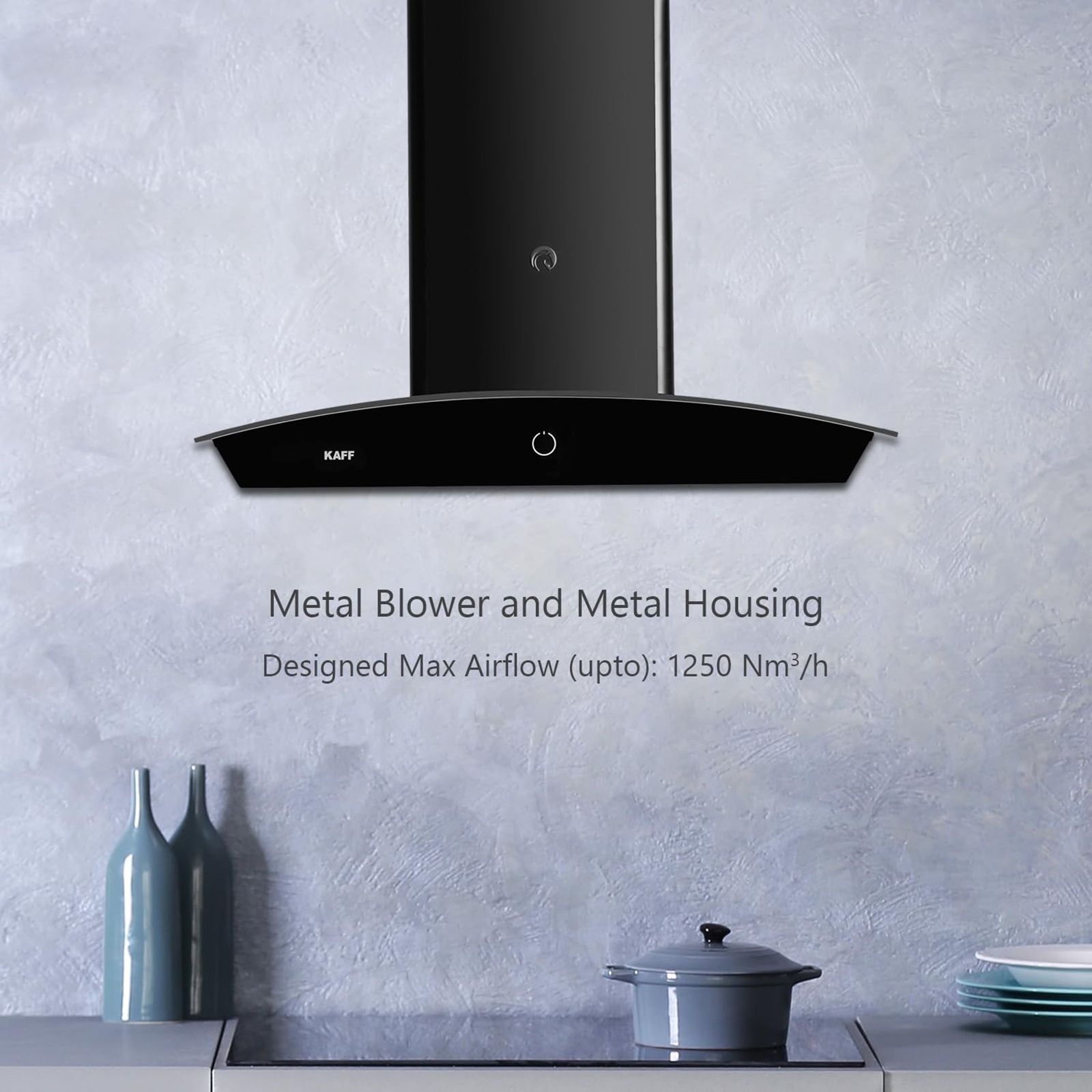 KAFF Sigma 60cm 1250m3/hr Ducted Auto Clean Wall Mounted Chimney with Heavy Duty Baffle Filter (Black)_12