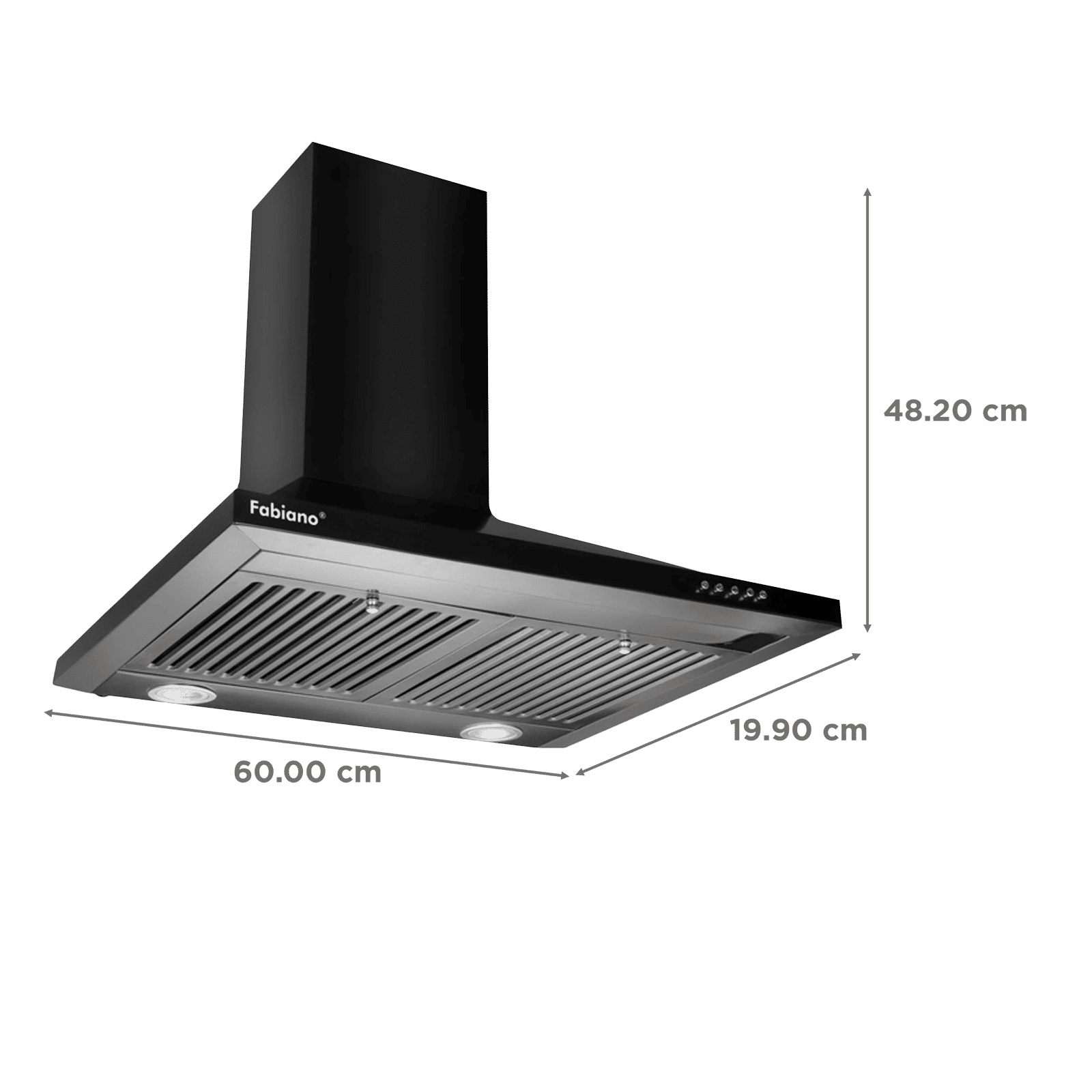 Fabiano Cosmo 60cm 1000m3/hr Ducted Wall Mounted Chimney with Dual Baffle Filters (Black)_2