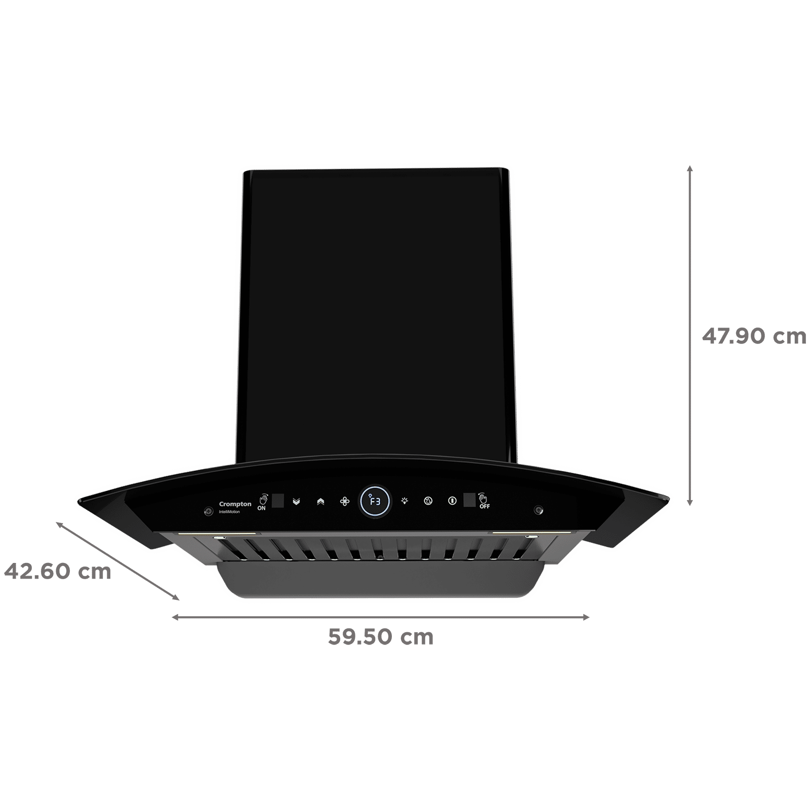 Crompton IntelliMotion 60cm 1206m3/hr Ducted Wall Mounted Chimney with Filterless Technology (Black)_2