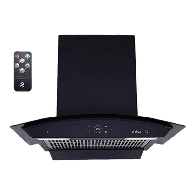 elica ISMART GLACE FL HAC 60 LTW NERO 60cm 1425m3/hr Ducted Auto Clean Wall Mounted Chimney with Motion Sensor Control (Black)