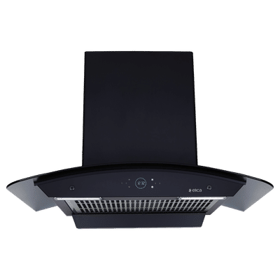 elica ISMART GLACE FL HAC 75 LTW NERO 75cm 2300m3/hr Ducted Auto Clean Wall Mounted Chimney with Motion Sensor (Black)
