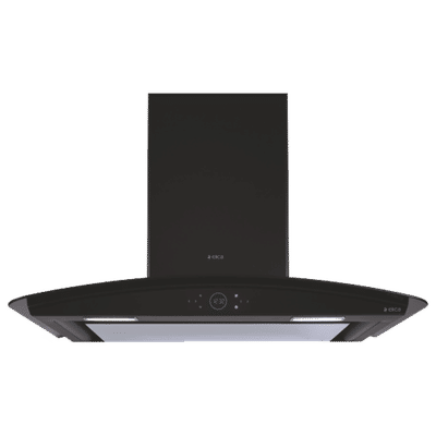 elica ISMART GLACE FL HAC 90 LTW NERO 90cm 1425m3/hr Ducted Auto Clean Wall Mounted Chimney with Motion Sensor (Black)