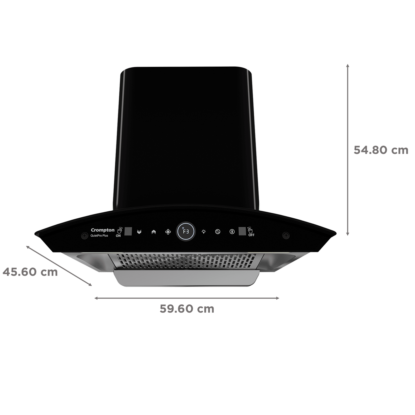 Crompton QuietPro Plus 60cm 1600m3/hr Ducted Auto Clean Wall Mounted Chimney with Gesture Control (Black) Crompton QuietPro Plus 60cm 1600m3/hr Ducted Auto Clean Wall Mounted Chimney with Gesture Control (Black)_2