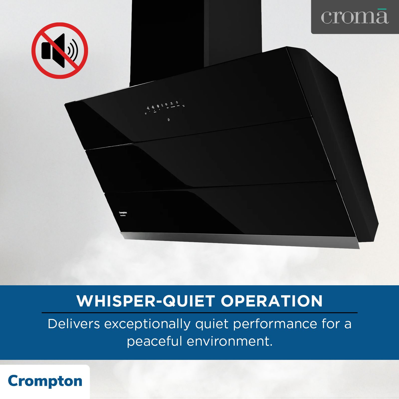Crompton SensoSmart 90cm 1626m3/hr Ducted Auto Clean Wall Mounted Chimney with Gesture Control (Black) Crompton SensoSmart 90cm 1626m3/hr Ducted Auto Clean Wall Mounted Chimney with Gesture Control (Black)_8