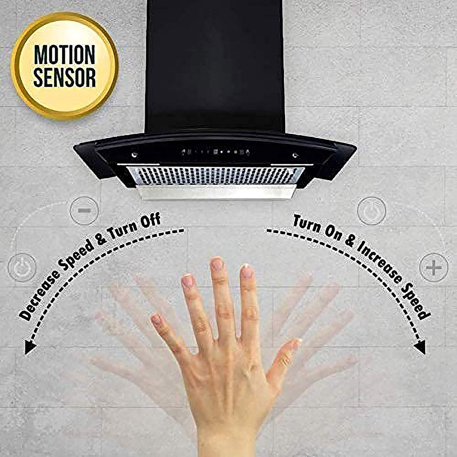 elica WDFL 606 HAC LTW MS NERO 60cm 1200m3/hr Ducted Auto Clean Wall Mounted Chimney with Motion Sensor Control (Black)_4
