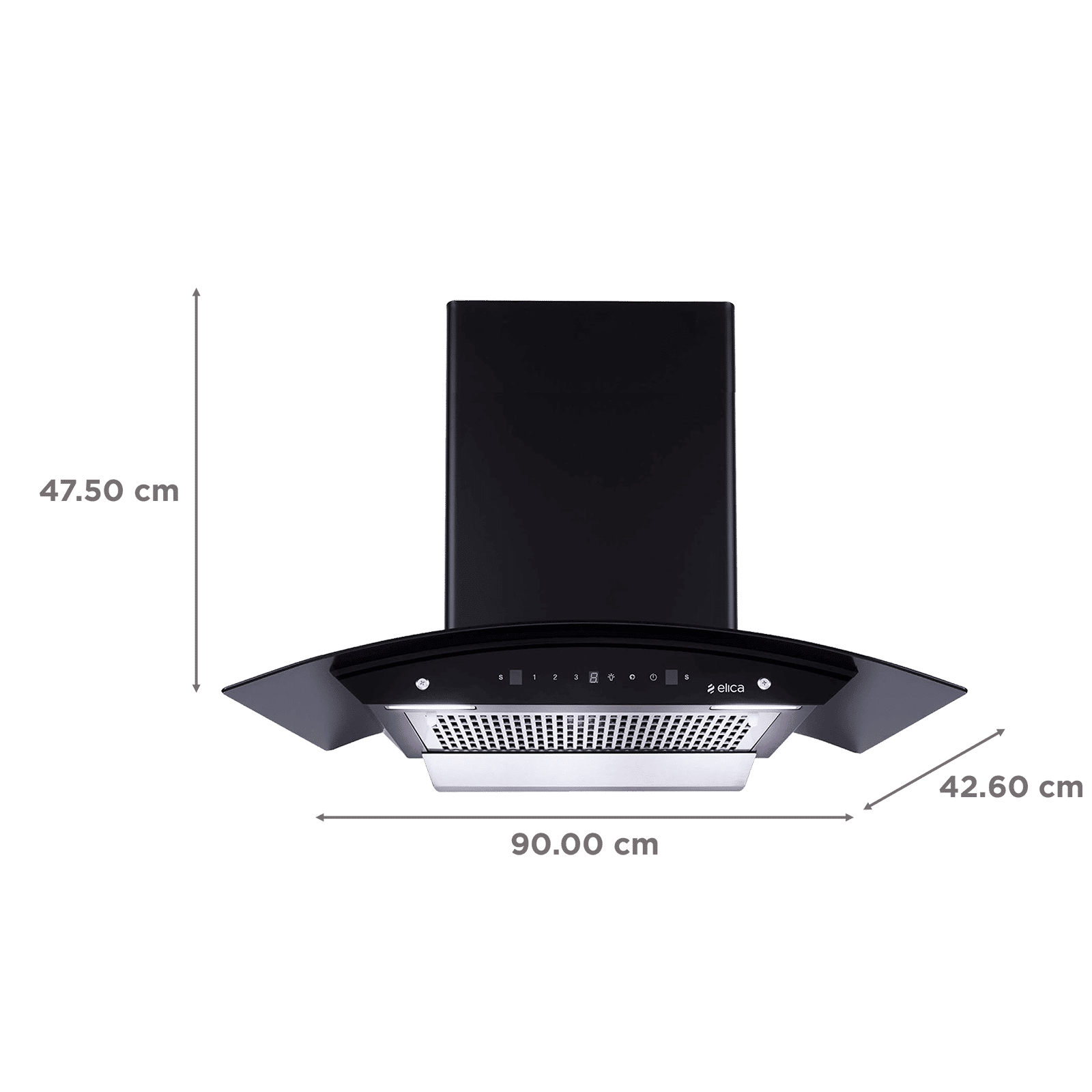 elica WDFL 906 HAC LTW MS NERO 90cm 1200m3/hr Ducted Auto Clean Wall Mounted Chimney with Motion Sensor Control (Black) elica WDFL 906 HAC LTW MS NERO 90cm 1200m3/hr Ducted Auto Clean Wall Mounted Chimney with Motion Sensor Control (Black)_2