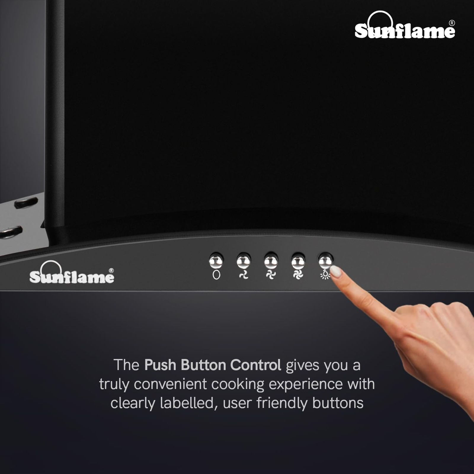 Sunflame BELLA 60 BK 60cm 1100m3/hr Ducted Wall Mounted Chimney with Baffle Filter (Black)_6