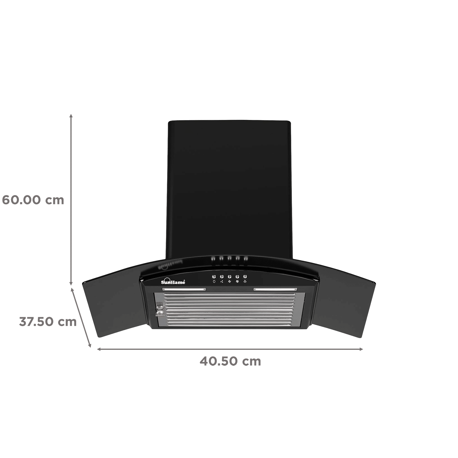 Sunflame BELLA 60 BK 60cm 1100m3/hr Ducted Wall Mounted Chimney with Baffle Filter (Black)_2