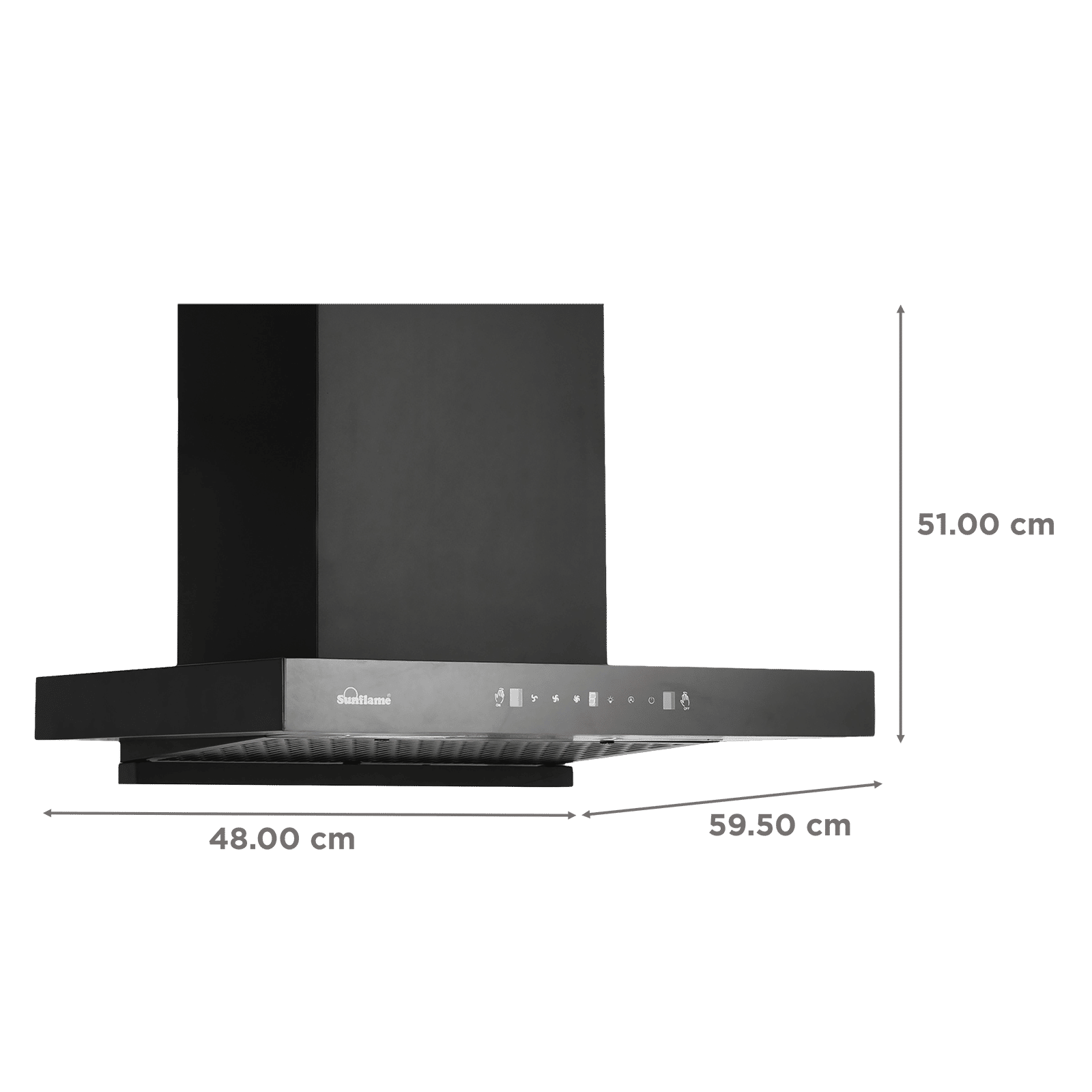 Sunflame CH Cupo DX 60cm 1250m3/hr Ducted Auto Clean Wall Mounted Chimney with Washable Filter (Black) Sunflame CH Cupo DX 60cm 1250m3/hr Ducted Auto Clean Wall Mounted Chimney with Washable Filter (Black)_2
