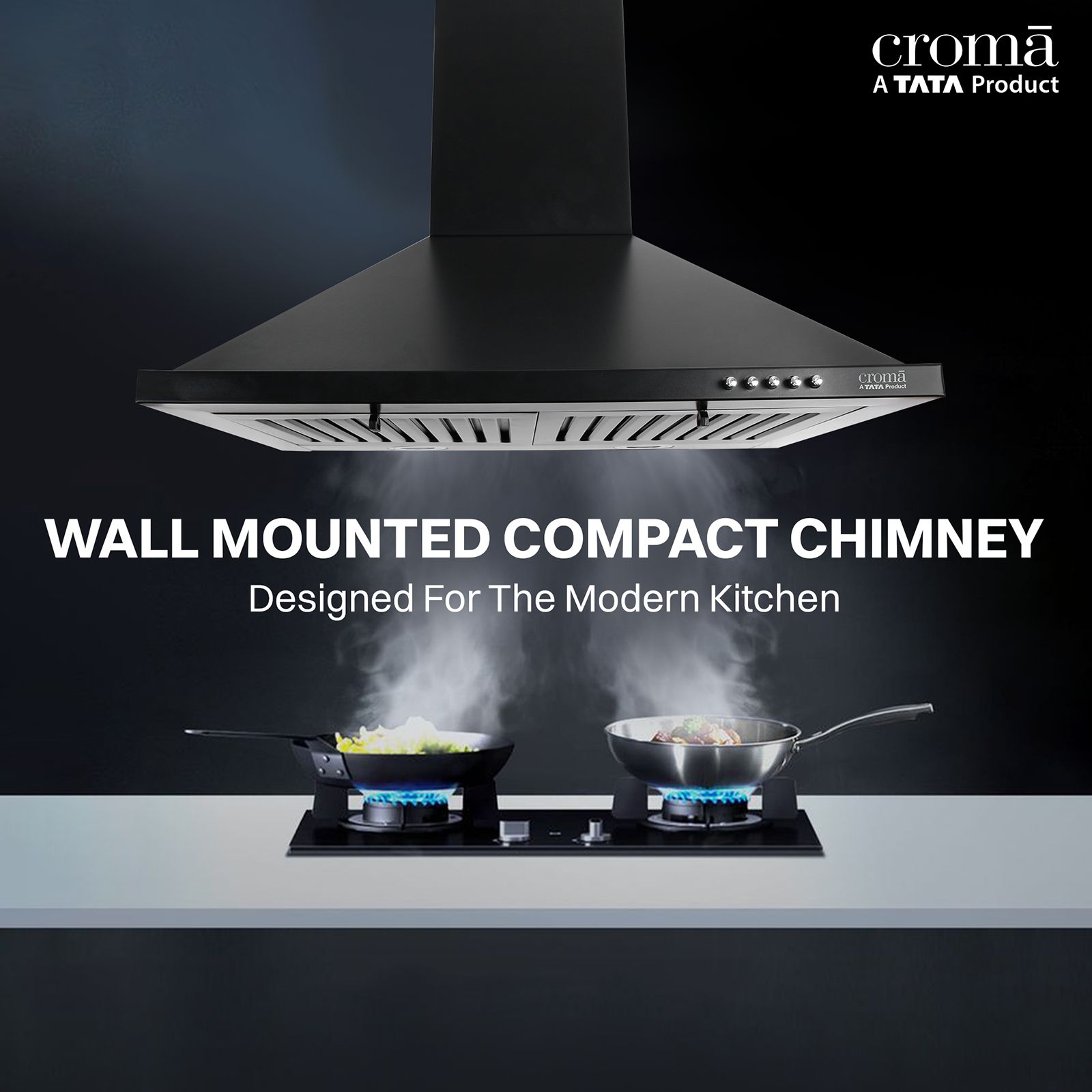 Croma AG1108 60cm 900m3/hr Ducted Wall Mounted Chimney with Push Button Control (Black) Croma AG1108 60cm 900m3/hr Ducted Wall Mounted Chimney with Push Button Control (Black)_11