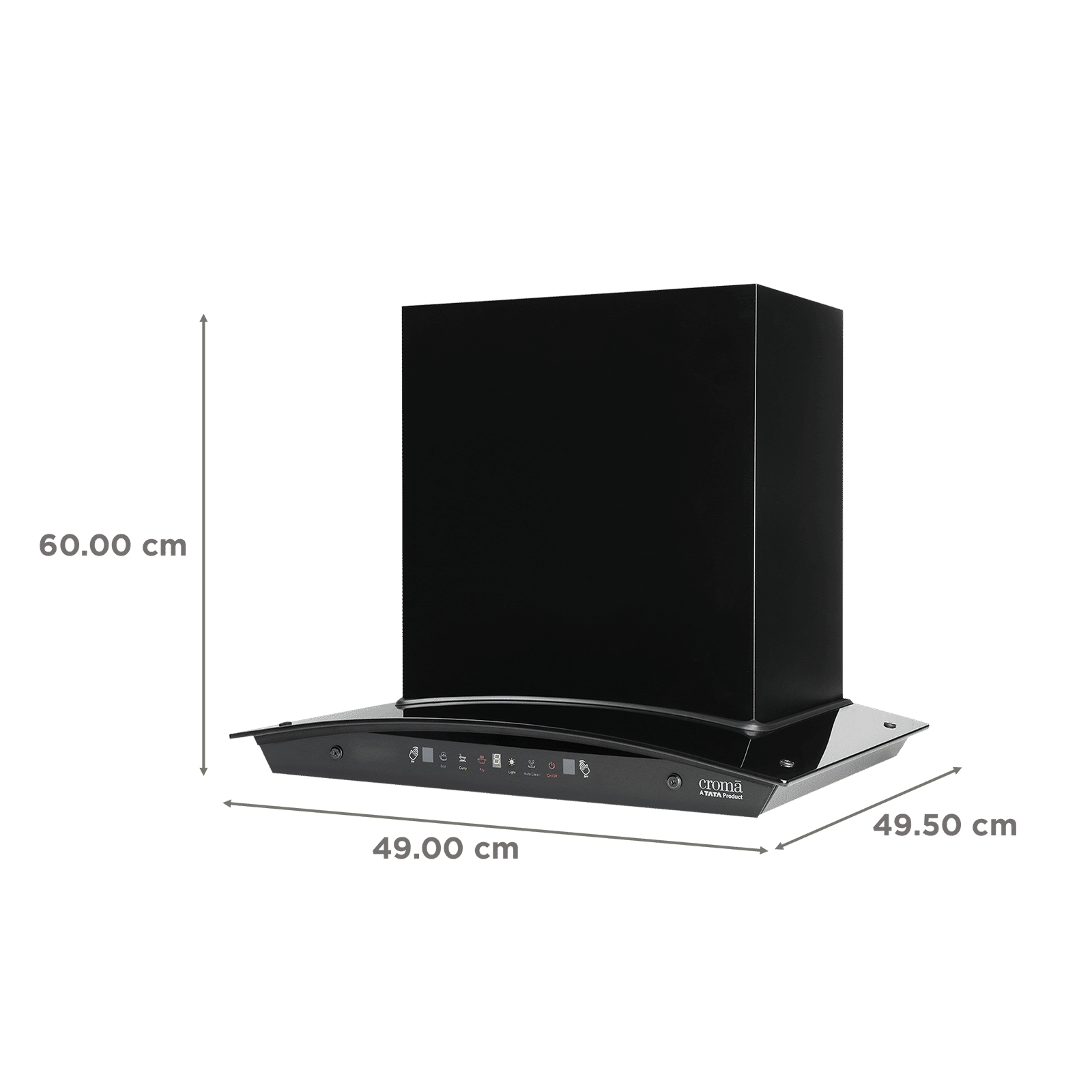 Croma AG1109 60cm 1600m3/hr Ducted Auto Clean Wall Mounted Chimney with Motion Sensor Control (Black) Croma AG1109 60cm 1600m3/hr Ducted Auto Clean Wall Mounted Chimney with Motion Sensor Control (Black)_2