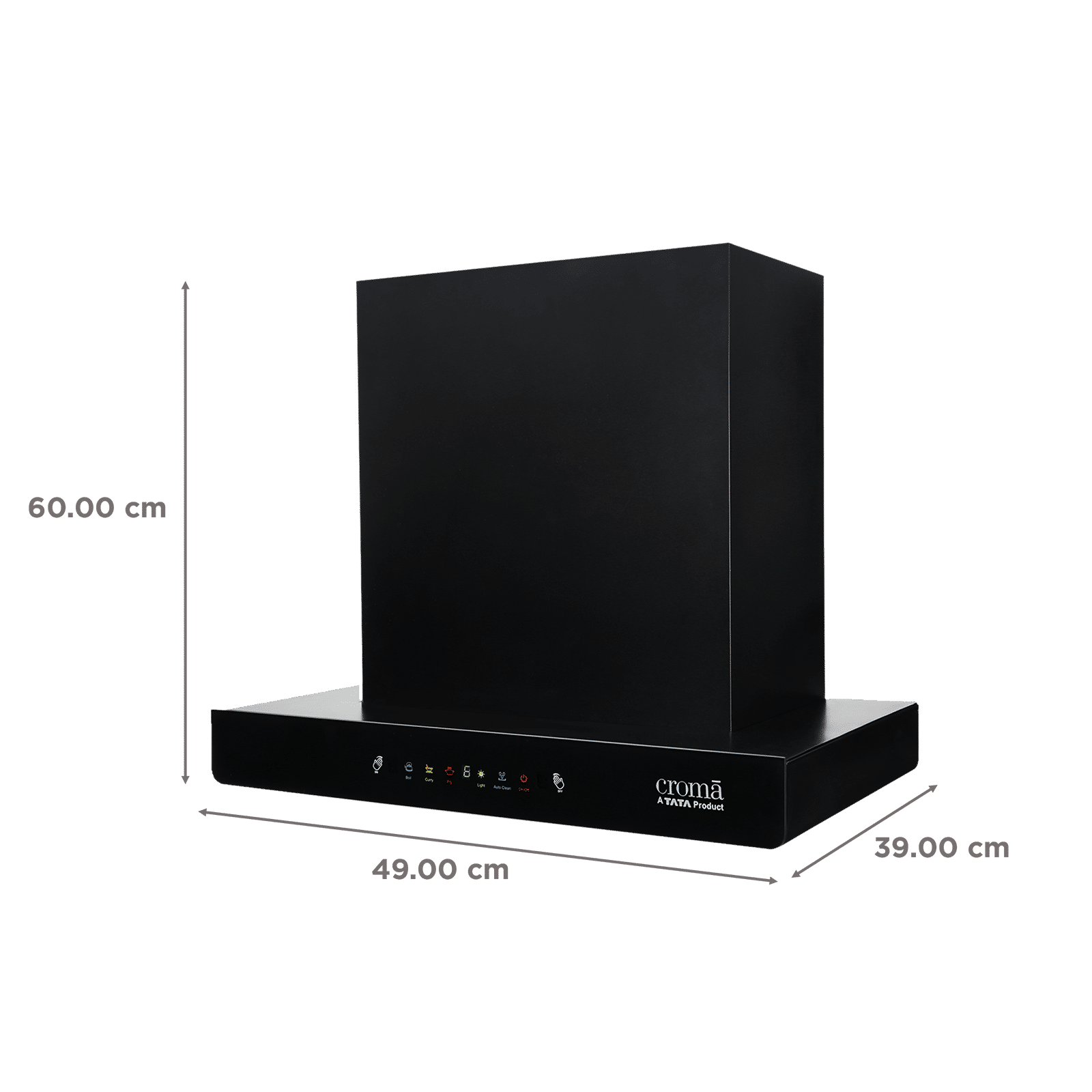 Croma AG1111 60cm 1300m3/hr Ducted Auto Clean Wall Mounted Chimney with Motion Sensor Control (Black) Croma AG1111 60cm 1300m3/hr Ducted Auto Clean Wall Mounted Chimney with Motion Sensor Control (Black)_2