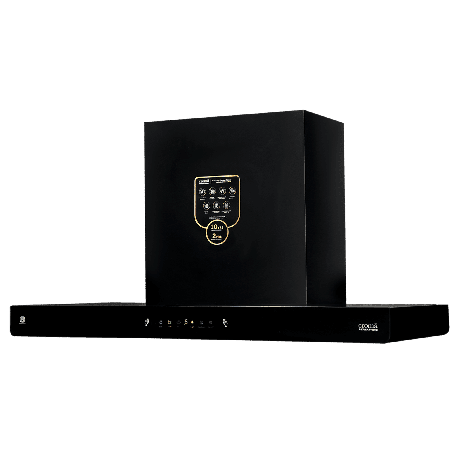 Croma AG1112 90cm 1500m3/hr Auto Clean Wall Mounted Chimney with Touch Control (Black) Croma AG1112 90cm 1500m3/hr Auto Clean Wall Mounted Chimney with Touch Control (Black)_10