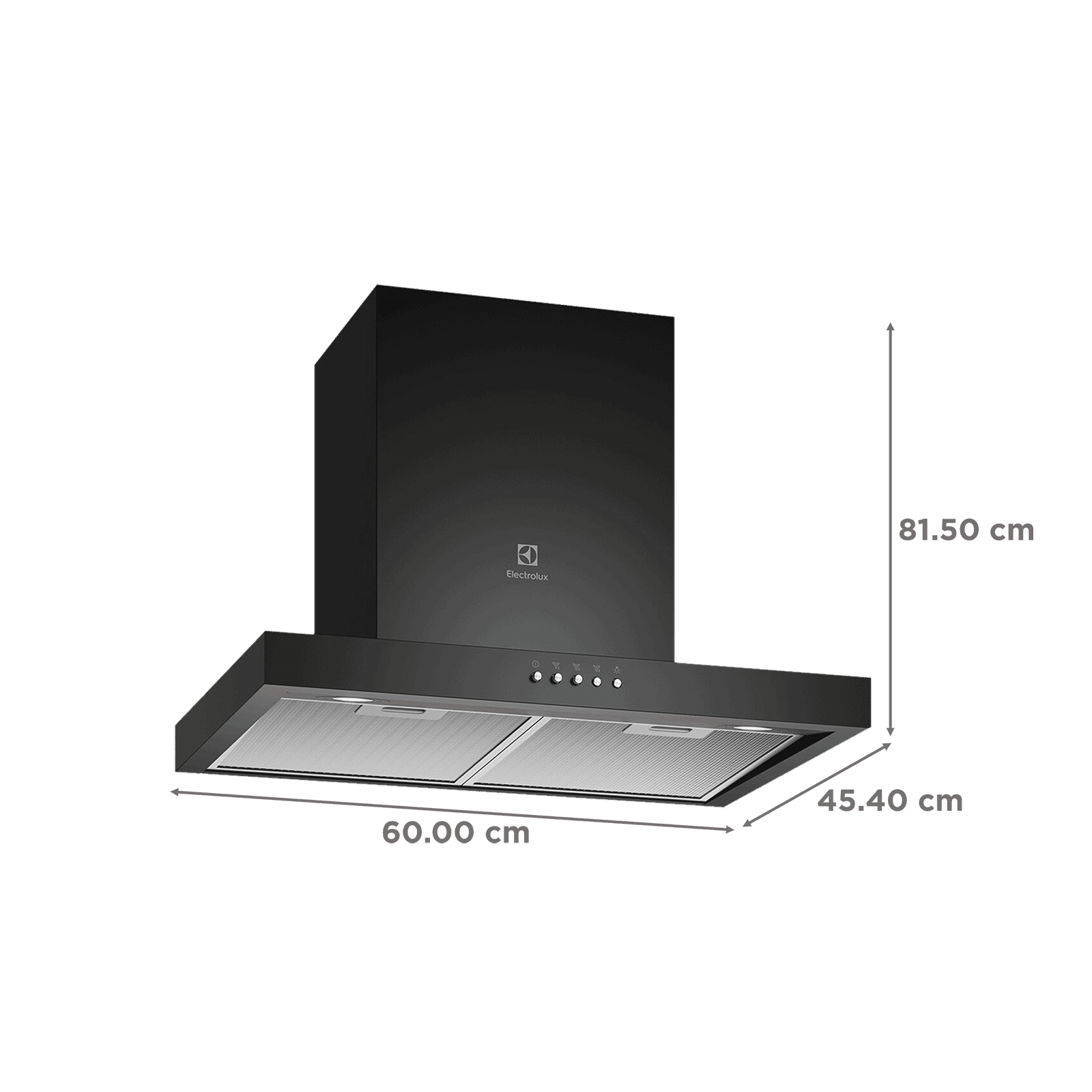 Electrolux UltimateTaste 500 60cm 1200m3/hr Convertible Wall Mounted Chimney with Centrifugal Motor (Black)_2