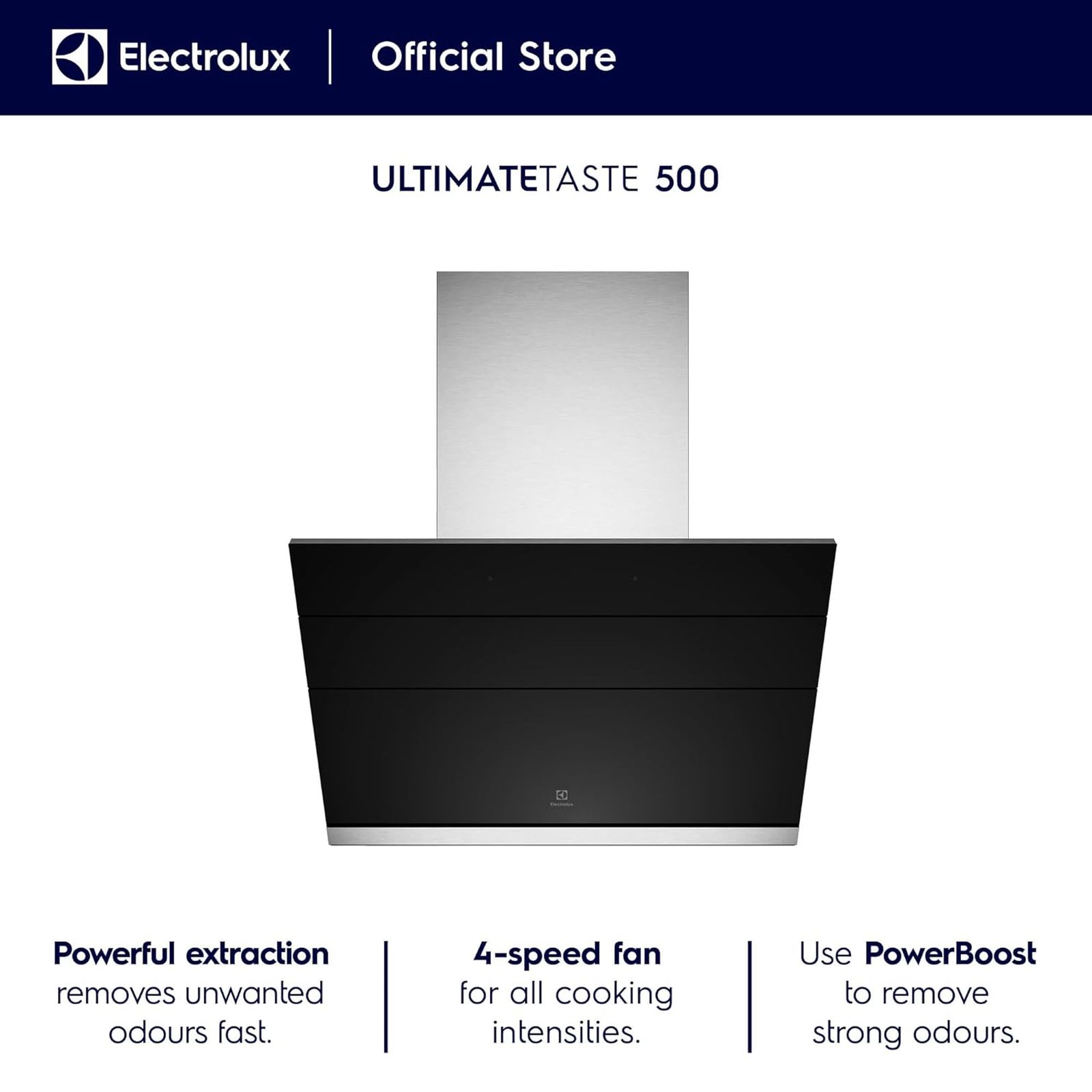 Electrolux UltimateTaste 500 90cm 1500m3/hr Ducted Wall Mounted Chimney with Power Boost Technology (Stainless Steel) Electrolux UltimateTaste 500 90cm 1500m3/hr Ducted Wall Mounted Chimney with Power Boost Technology (Stainless Steel)_10