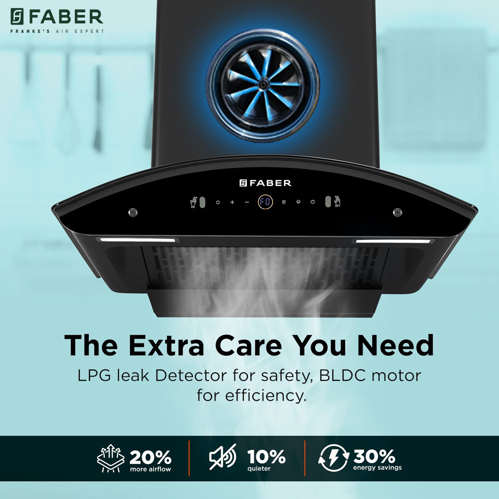 FABER ENIGMA BLDC HC SC BK 60 60cm 1500m3/hr Ducted Auto Clean Wall Mounted Chimney with Gesture and Remote Control (Black) FABER ENIGMA BLDC HC SC BK 60 60cm 1500m3/hr Ducted Auto Clean Wall Mounted Chimney with Gesture and Remote Control (Black)_9