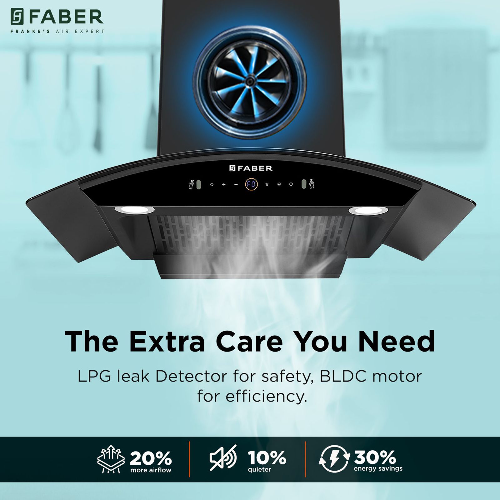 FABER ENIGMA BLDC HC SC BK 75 75cm 1500m3/hr Ducted Auto Clean Wall Mounted Chimney with Gesture and Remote Control (Black) FABER ENIGMA BLDC HC SC BK 75 75cm 1500m3/hr Ducted Auto Clean Wall Mounted Chimney with Gesture and Remote Control (Black)_8