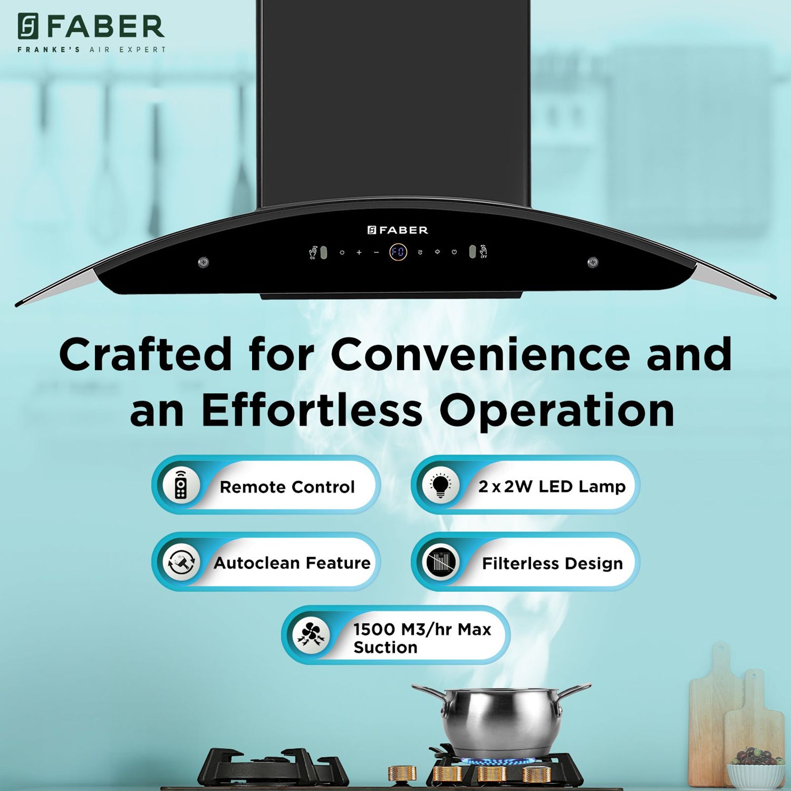 FABER ENIGMA BLDC HC SC BK 90 90cm 1500m3/hr Ducted Auto Clean Wall Mounted Chimney with Gesture and Remote Control (Black) FABER ENIGMA BLDC HC SC BK 90 90cm 1500m3/hr Ducted Auto Clean Wall Mounted Chimney with Gesture and Remote Control (Black)_8