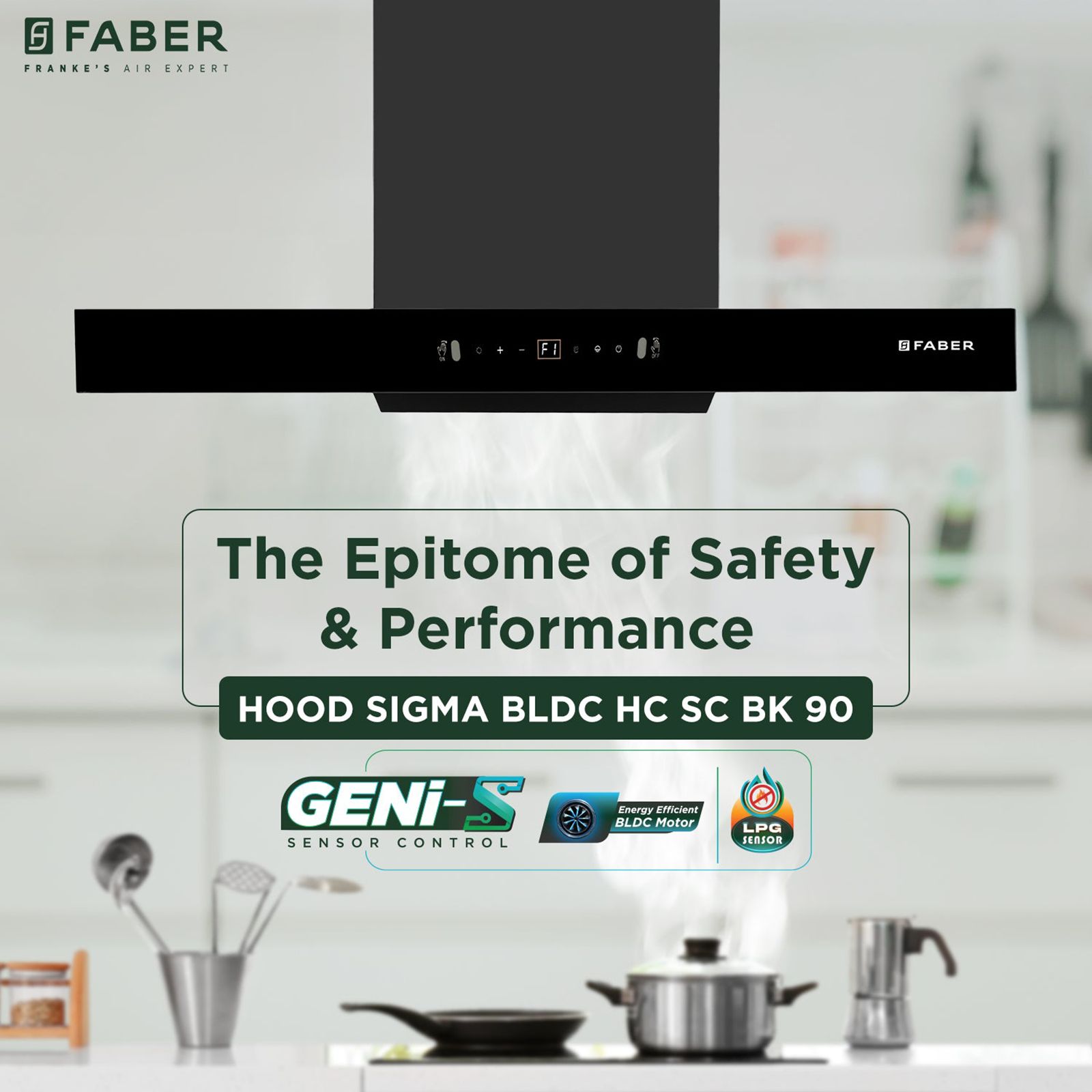 FABER SIGMA BLDC HC SC BK 90 90cm 1500m3/hr Ducted Auto Clean Wall Mounted Chimney with Gesture and Remote Control (Black)_7