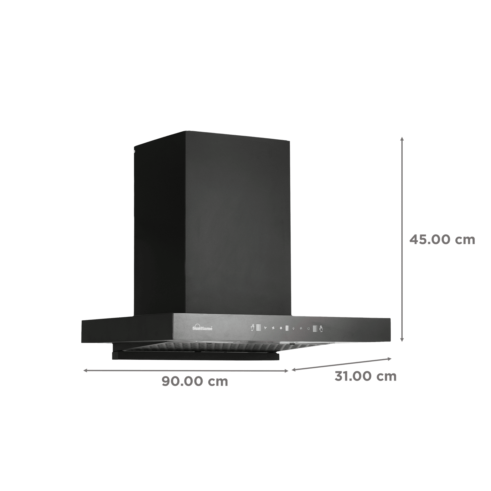 Sunflame Cupo 90cm 1250m3/hr Ducted Auto Clean Wall Mounted Chimney with Motion Sensor (Black) Sunflame Cupo 90cm 1250m3/hr Ducted Auto Clean Wall Mounted Chimney with Motion Sensor (Black)_2