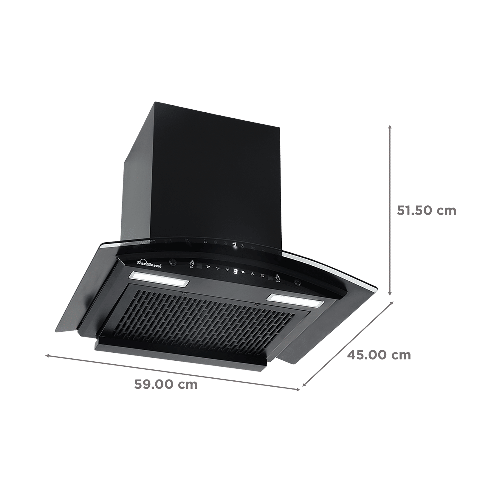 Sunflame Genial 60cm 1250m3/hr Ducted Auto Clean Wall Mounted Chimney with Motion Sensor Control (Black) Sunflame Genial 60cm 1250m3/hr Ducted Auto Clean Wall Mounted Chimney with Motion Sensor Control (Black)_2