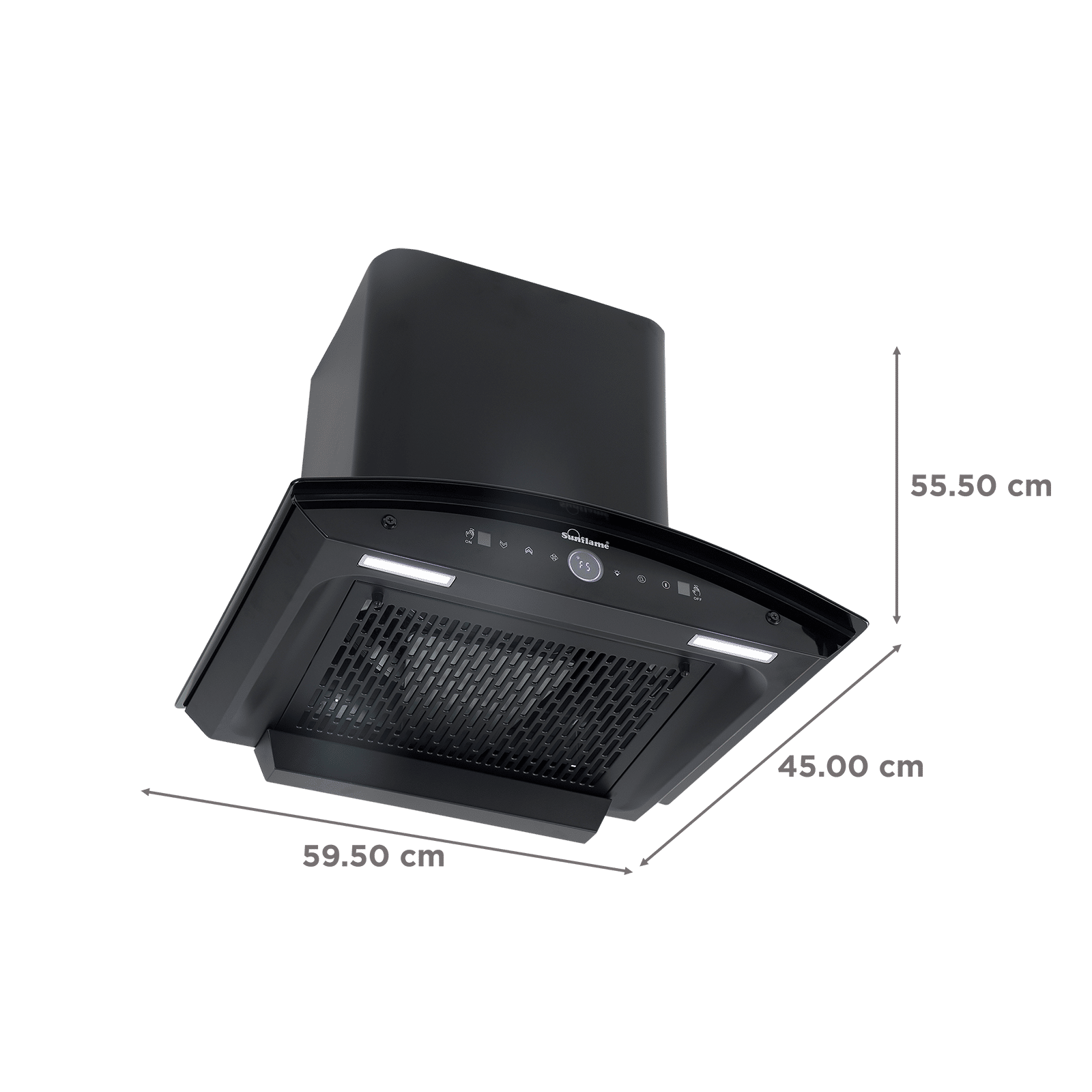 Sunflame CH SERENO 60cm 1400m3/hr Ducted Auto Clean Wall Mounted Chimney with Feather Touch Controls (Black) Sunflame CH SERENO 60cm 1400m3/hr Ducted Auto Clean Wall Mounted Chimney with Feather Touch Controls (Black)_2