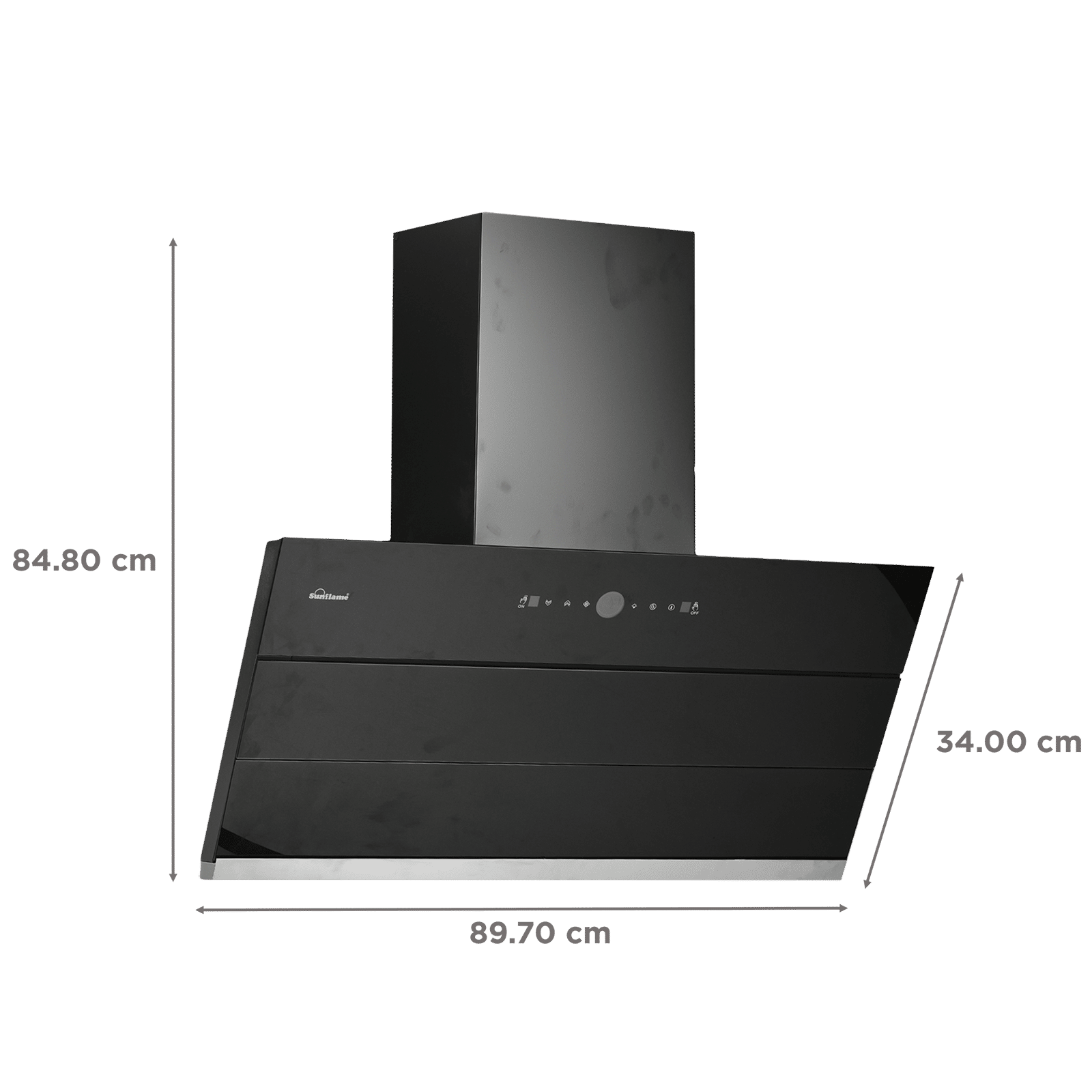 Sunflame Tranquilo 90cm 1400m3/hr Ducted Auto Clean Wall Mounted Chimney with Motion Sensor (Black)_2