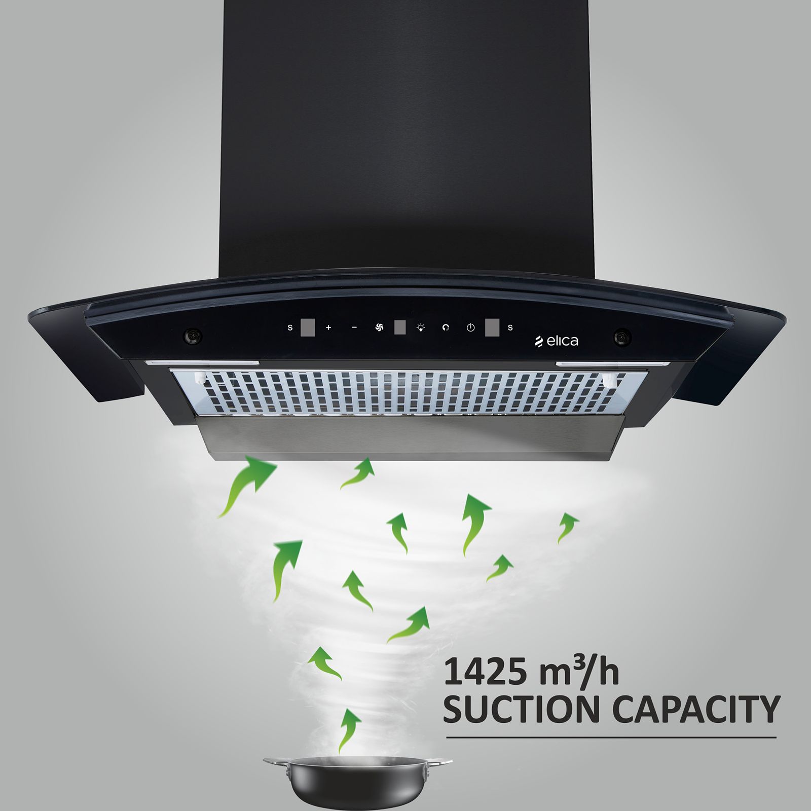 elica WDFL 600 BLDC HAC LTW MS NERO 60cm 1500m3/hr Ducted Auto Clean Wall Mounted Chimney with Motion Sensor Control (Black) elica WDFL 600 BLDC HAC LTW MS NERO 60cm 1500m3/hr Ducted Auto Clean Wall Mounted Chimney with Motion Sensor Control (Black)_6