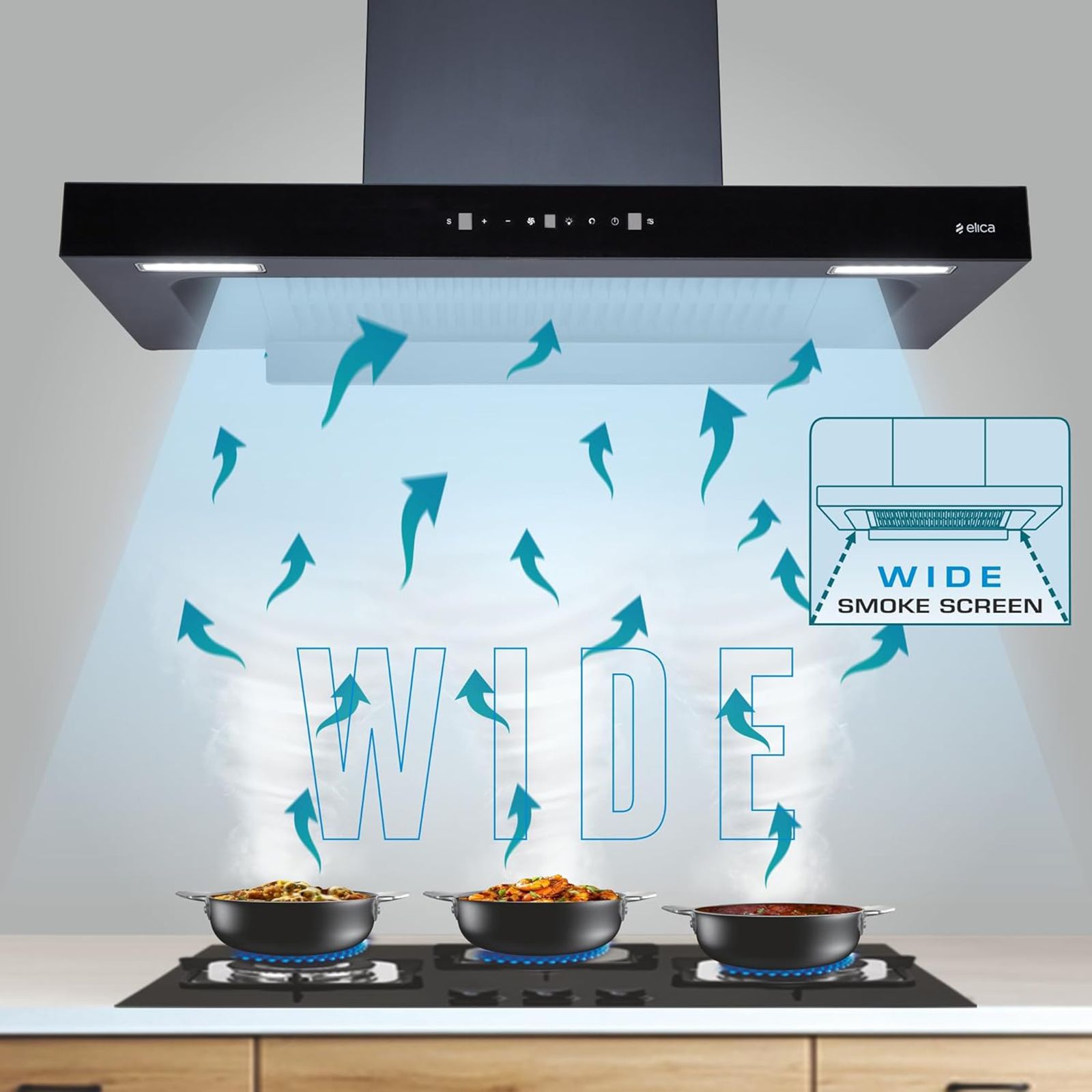 elica SPT MAX FL 900 BLDC 90cm 1500m3/hr Ducted Auto Clean Wall Mounted Chimney with Motion Sensor Control (Black)_8