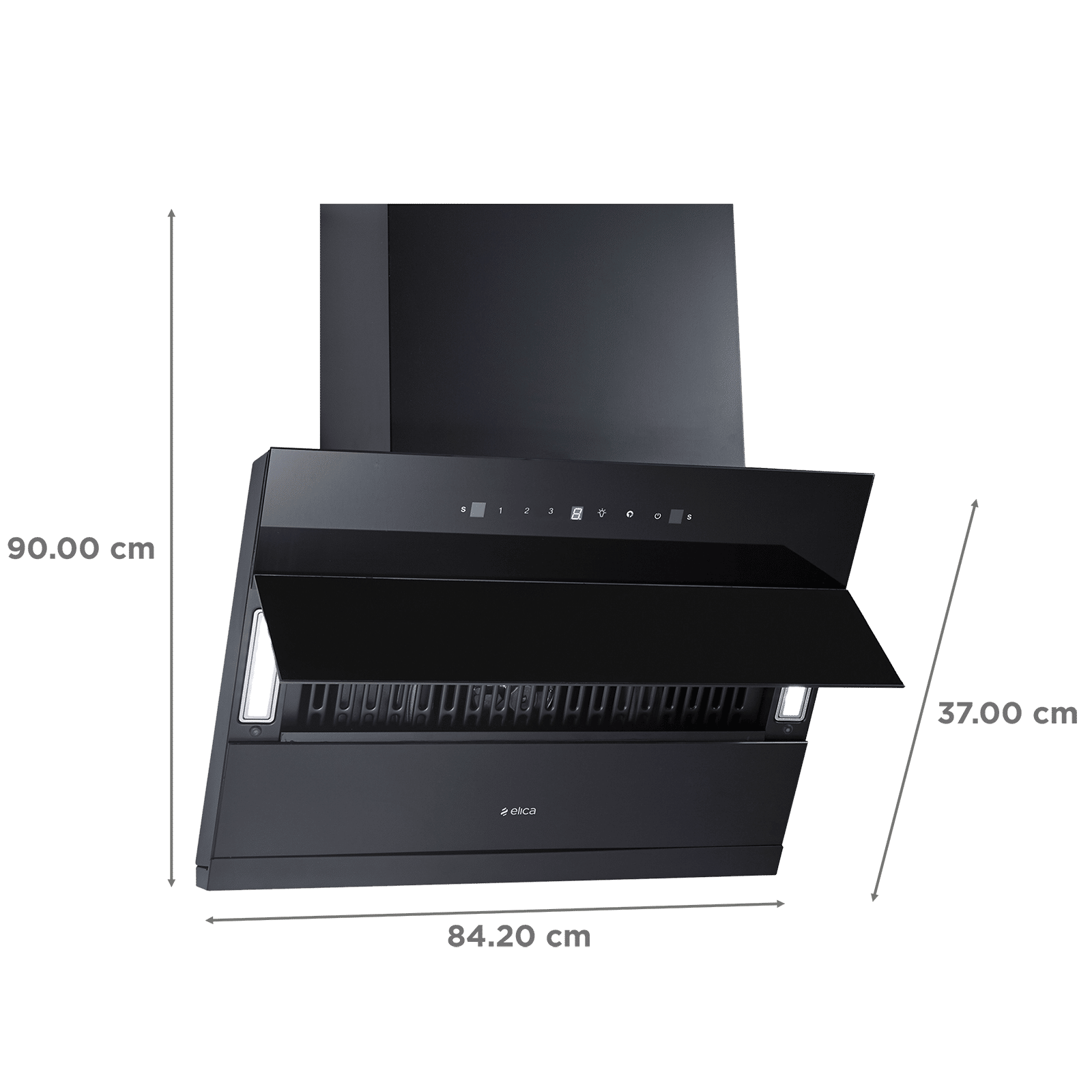 elica EFL 3V 901 HAC LTW MS NERO 90cm 1325m3/hr Ductless Cabinet/Hob Mounted Chimney with Motion Sensor Control (Black)_2