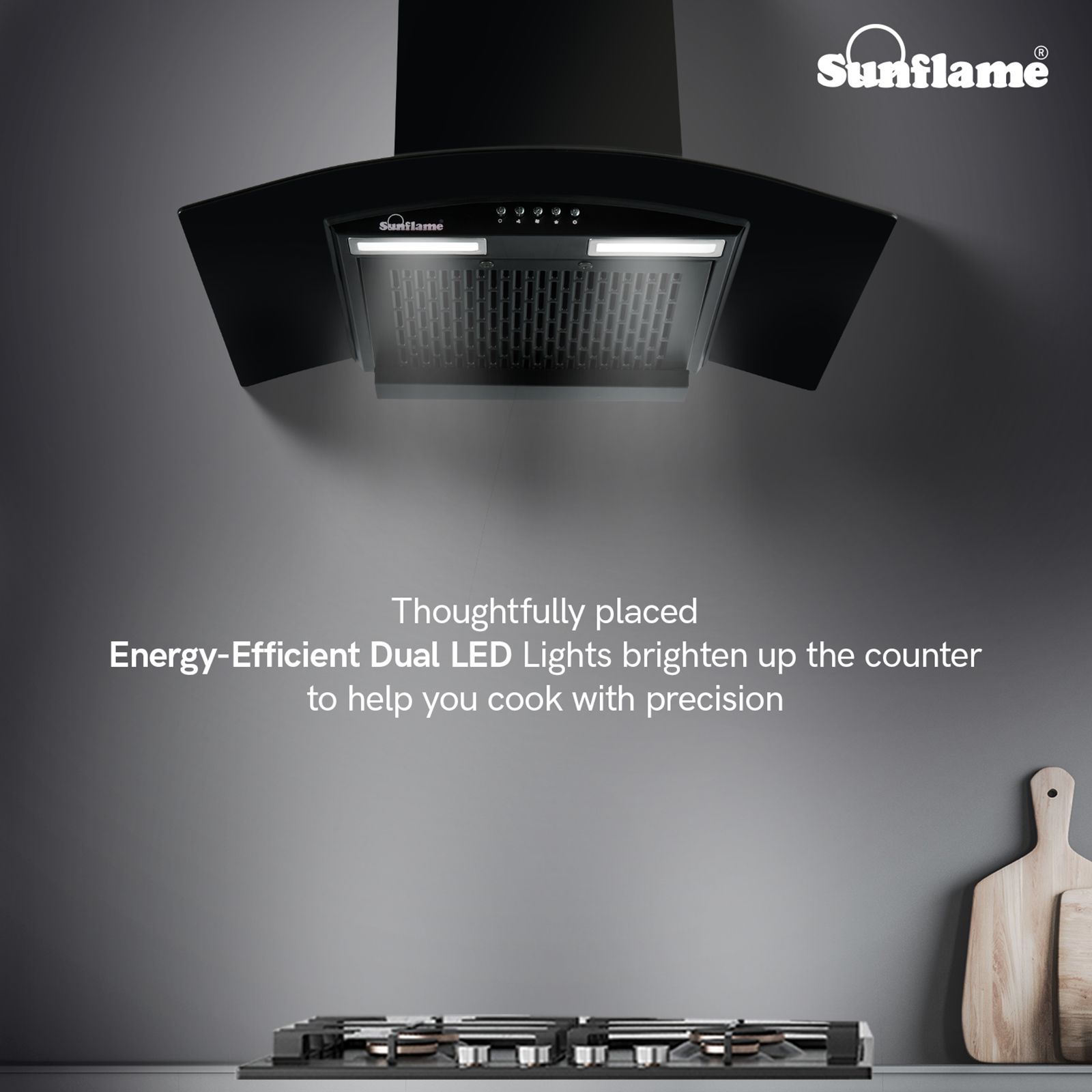 Sunflame Naples 60cm 1100m3/hr Ducted Wall Mounted Chimney with 3-Speed Exhaust Fan (Black) Sunflame Naples 60cm 1100m3/hr Ducted Wall Mounted Chimney with 3-Speed Exhaust Fan (Black)_4