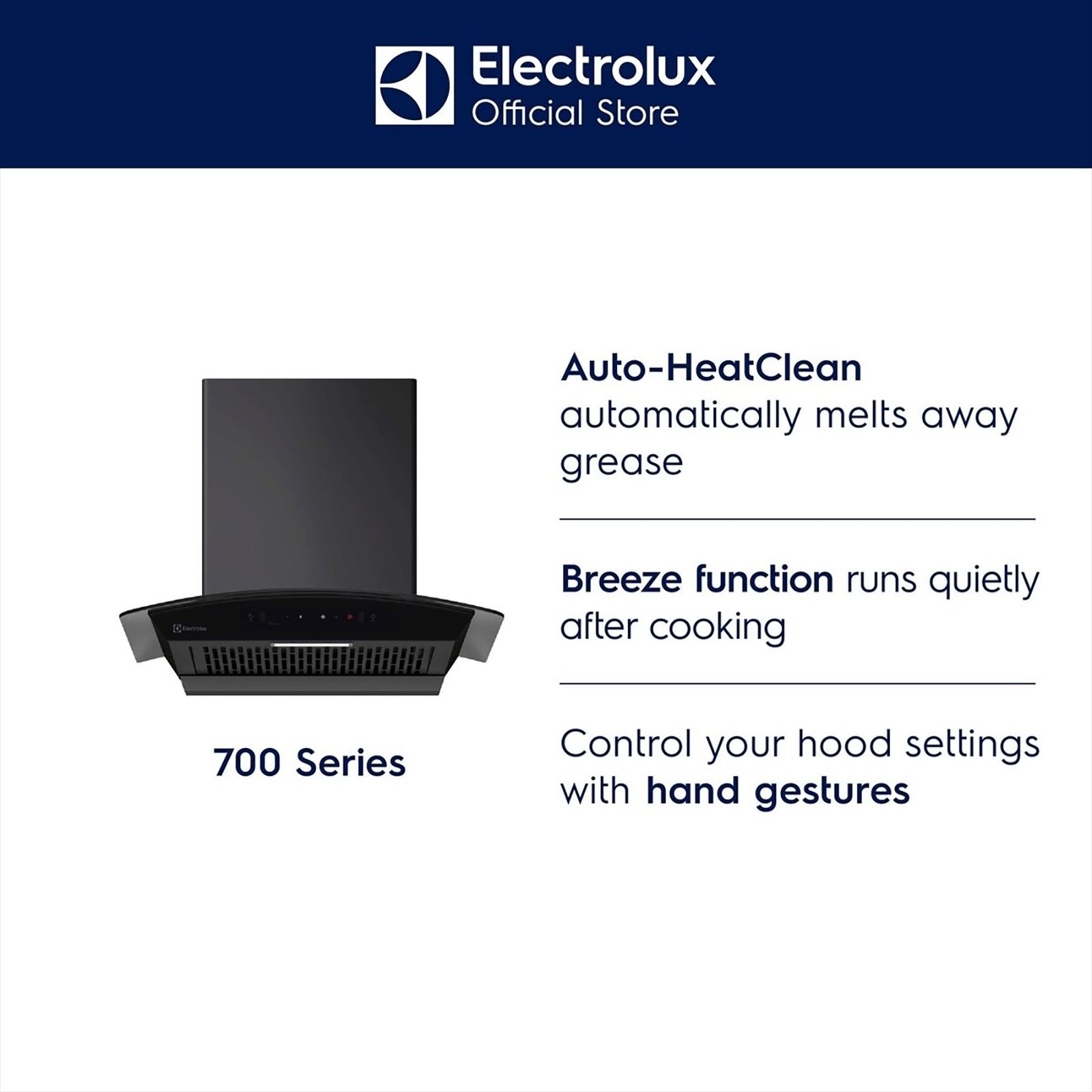 Electrolux 700 Series 60cm 839m3/hr Ducted Auto Clean Wall Mounted Chimney with Gesture Control (Black) Electrolux 700 Series 60cm 839m3/hr Ducted Auto Clean Wall Mounted Chimney with Gesture Control (Black)_16