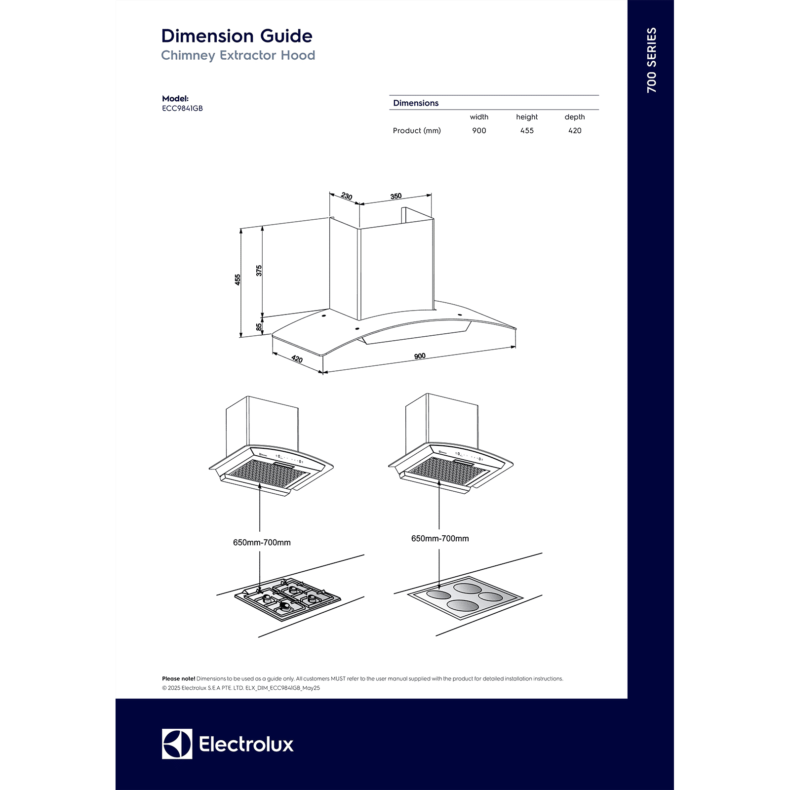 Electrolux 700 Series 90cm 825m3/hr Ducted Auto Clean Wall Mounted Chimney with Gesture Control (Black) Electrolux 700 Series 90cm 825m3/hr Ducted Auto Clean Wall Mounted Chimney with Gesture Control (Black)_16