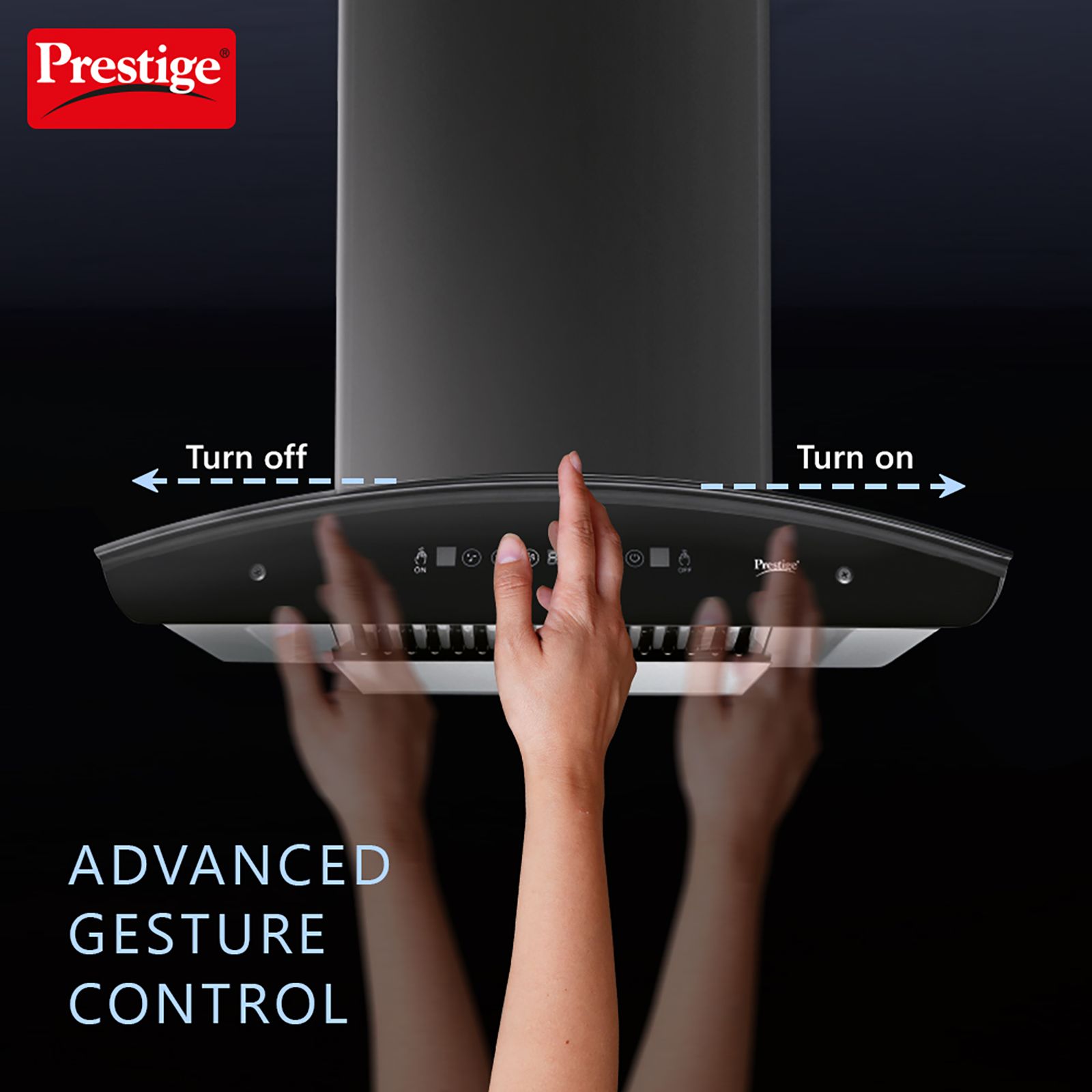 Prestige Oscar Plus 60cm 1200m3/hr Ducted Auto Clean Wall Mounted Chimney with Safe SenSe Technology (Black)_5