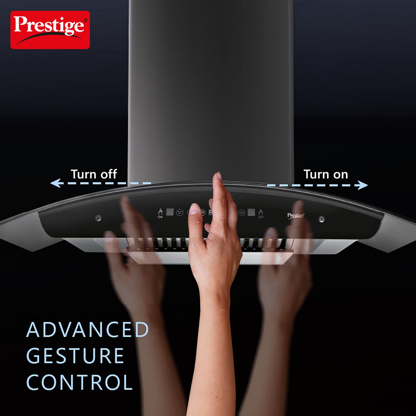Prestige Oscar Plus 90cm 1200m3/hr Ducted Auto Clean Wall Mounted Chimney with Safe SenSe Technology (Black)_5